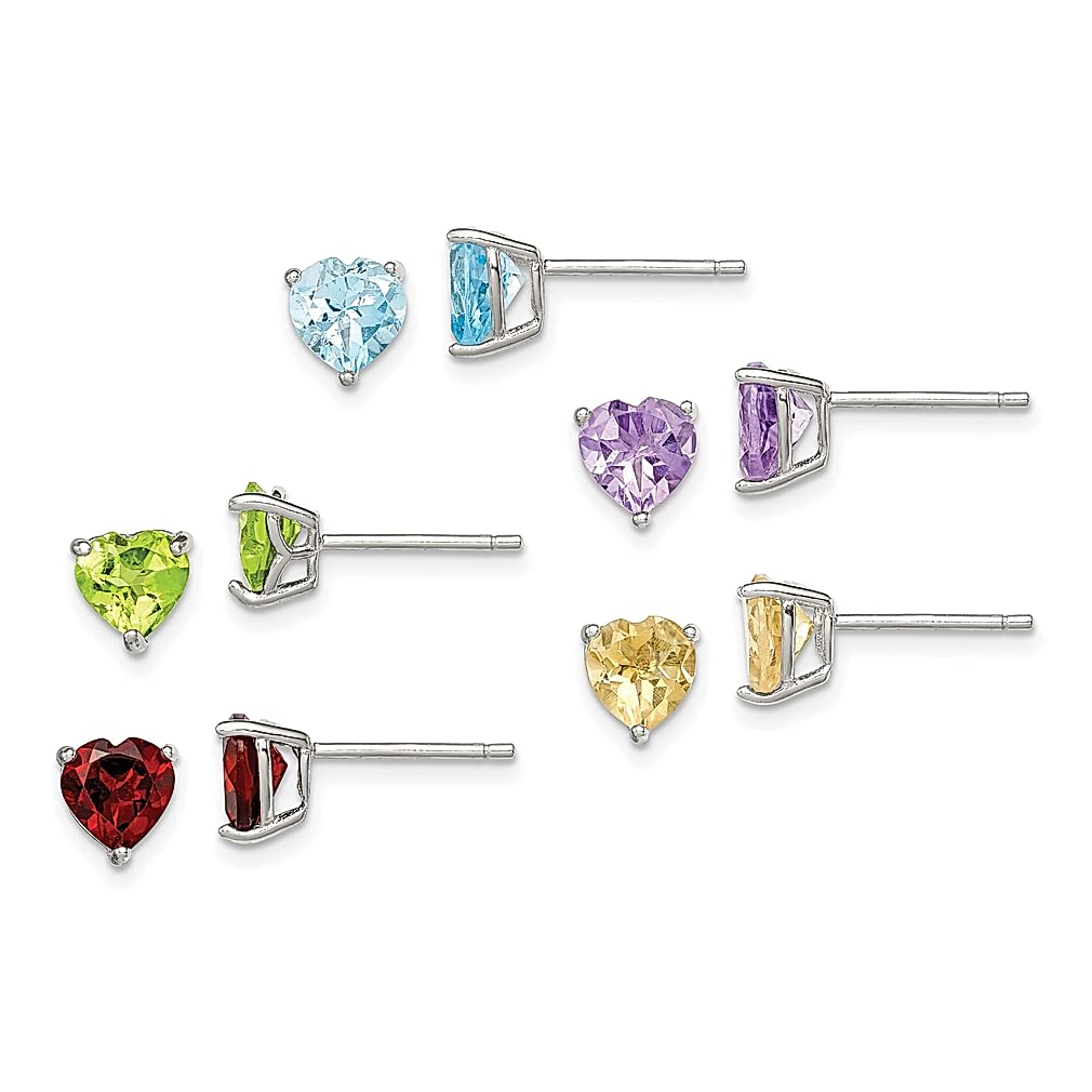 925 Sterling Silver Gemstone Stud Earrings for Women - Elegant Post Earrings Set, Perfect Gift for Her - Ideal for Valentine's Day, Anniversary, Birthday & Everyday Wear