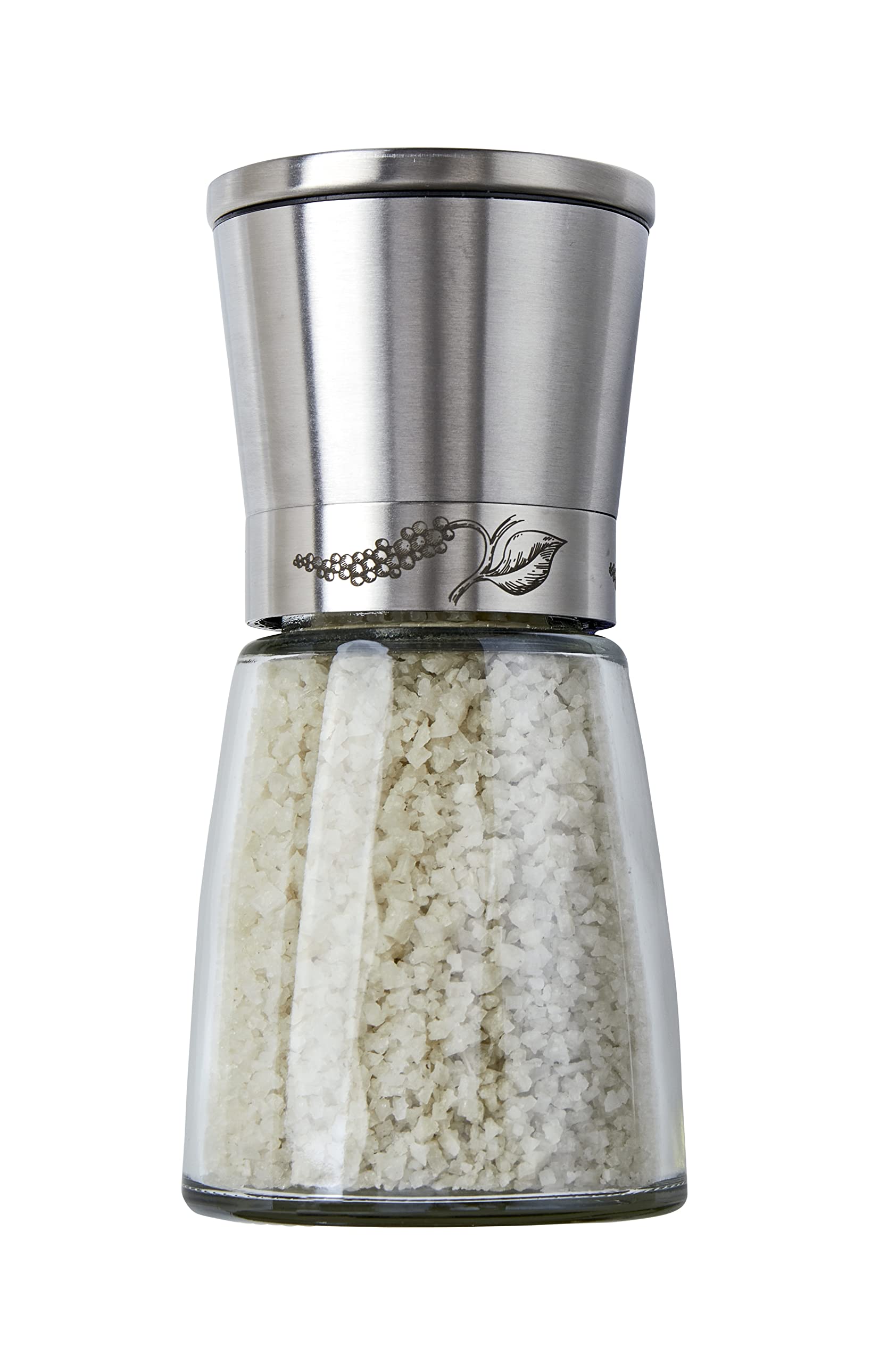 Premium Adjustable Ceramic Spice Grinder - Manual Pepper & Salt Mill with Glass Body & Stainless Steel - Easy Fill, Use & Clean - 6oz Capacity - Perfect for Kitchen, Dining Table & Gourmet Cooking