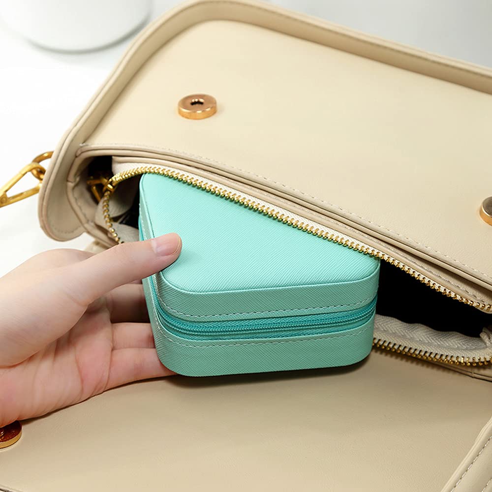 Elegant Blue Jewelry Box for Women - Portable Travel Jewelry Organizer for Rings, Earrings & Necklaces - Perfect for Home Storage, Travel & Gift Giving