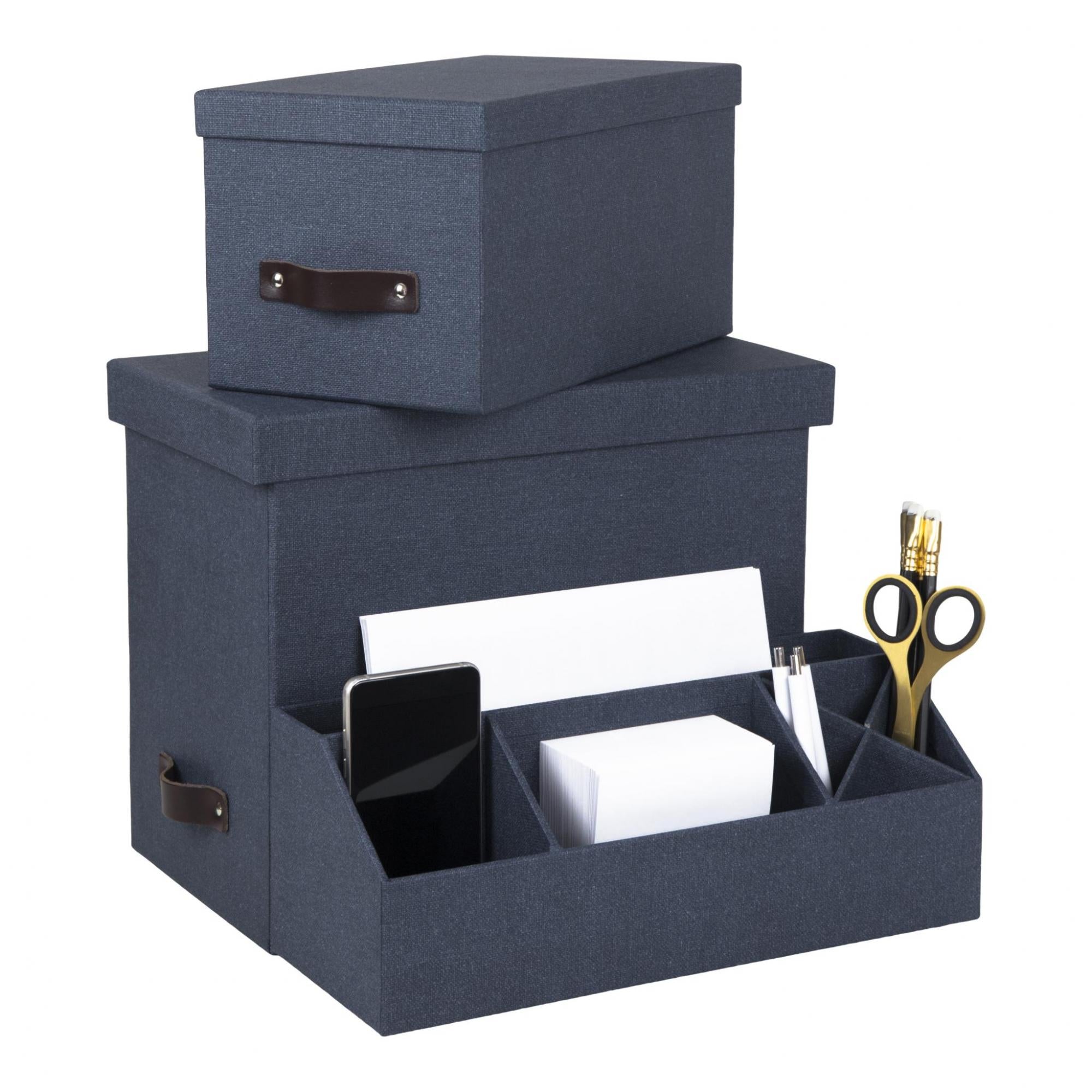 Johan File Box - Grey & Multi-Color Storage Organizer for Office, Home, or School Documents