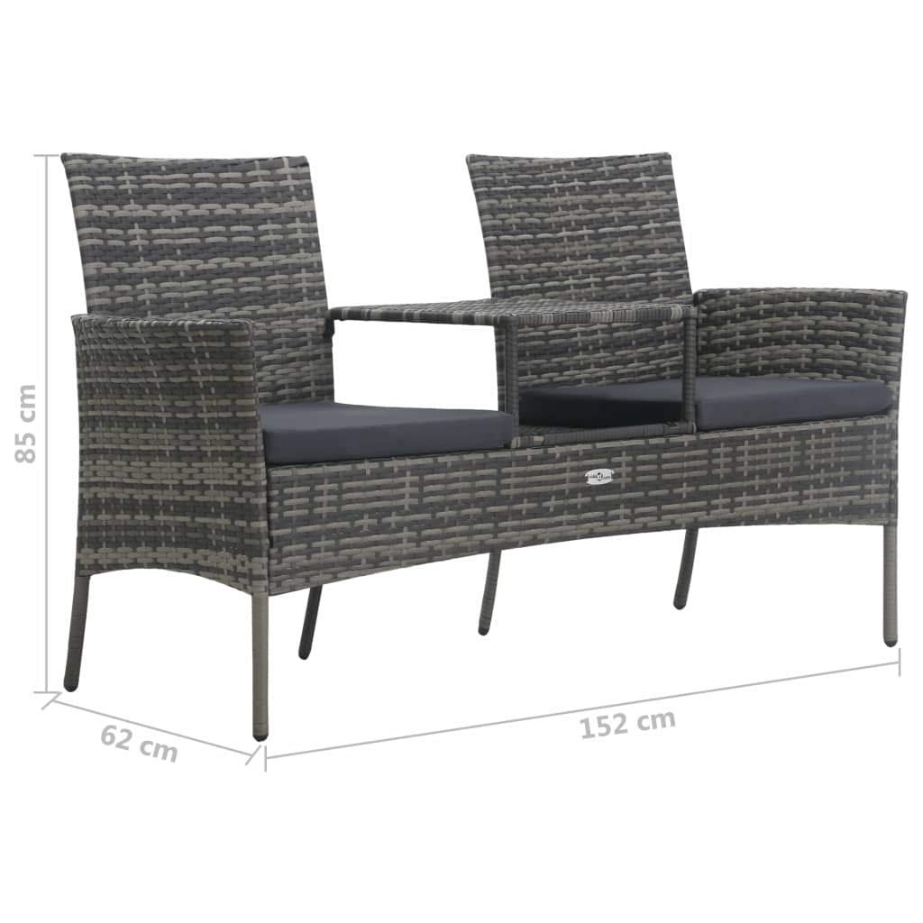 Modern 2-Seater Outdoor Patio Furniture Set with Tea Table - Poly Rattan Anthracite Conversation Sofa for Home, Garden, Lawn & Balcony - Perfect for Relaxing, Entertaining & Outdoor Dining