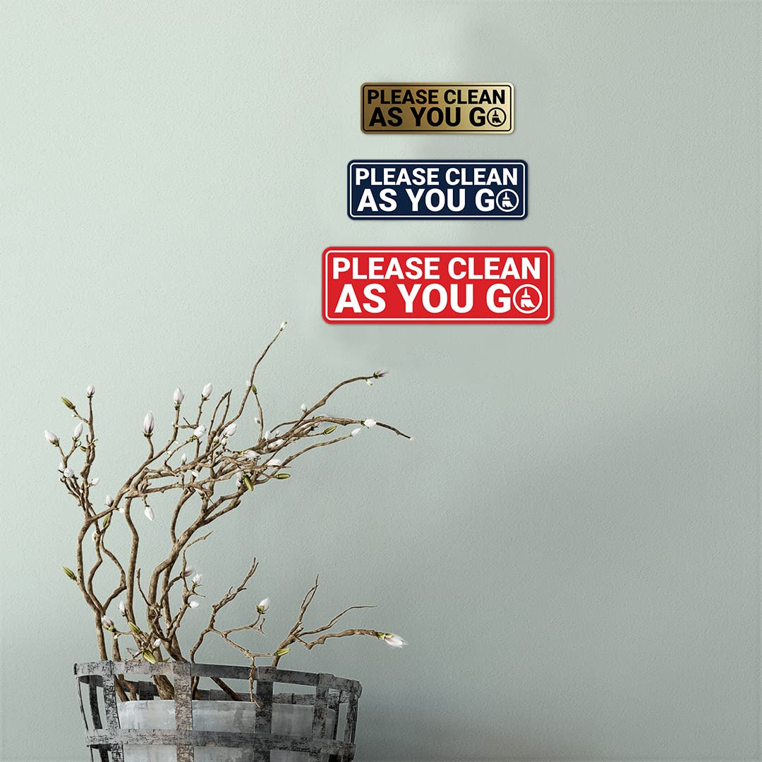 Standard 'Please Clean As You Go' Sign (Ivory/Dark Brown) - Medium Size for Restaurants, Offices & Public Spaces