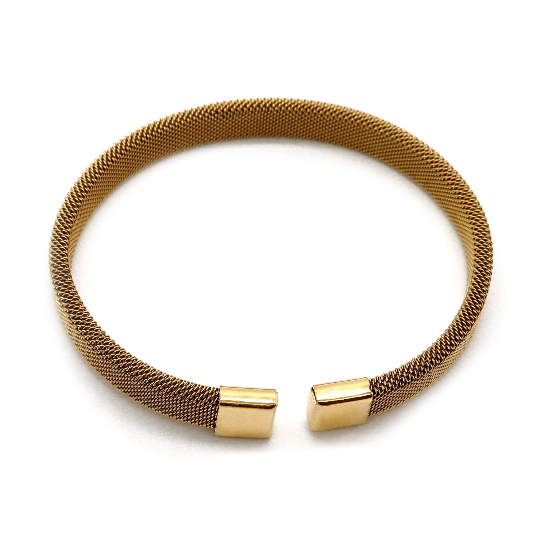 ROMALI 18K Gold Plated Mesh Cuff Bracelet for Women - Elegant Adjustable Wrist Jewelry Gift for Birthday, Anniversary & Special Occasions