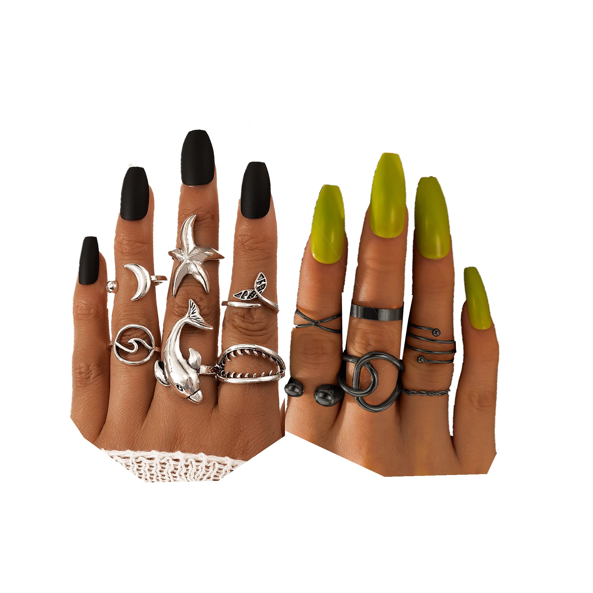11-Piece Vintage Frog & Snake Rings Set - Cute Animal Open Rings, Retro Statement Biker Punk Jewelry for Women, Men & Girls | Perfect for Gothic Fashion, Punk Outfits & Unique Gift Giving