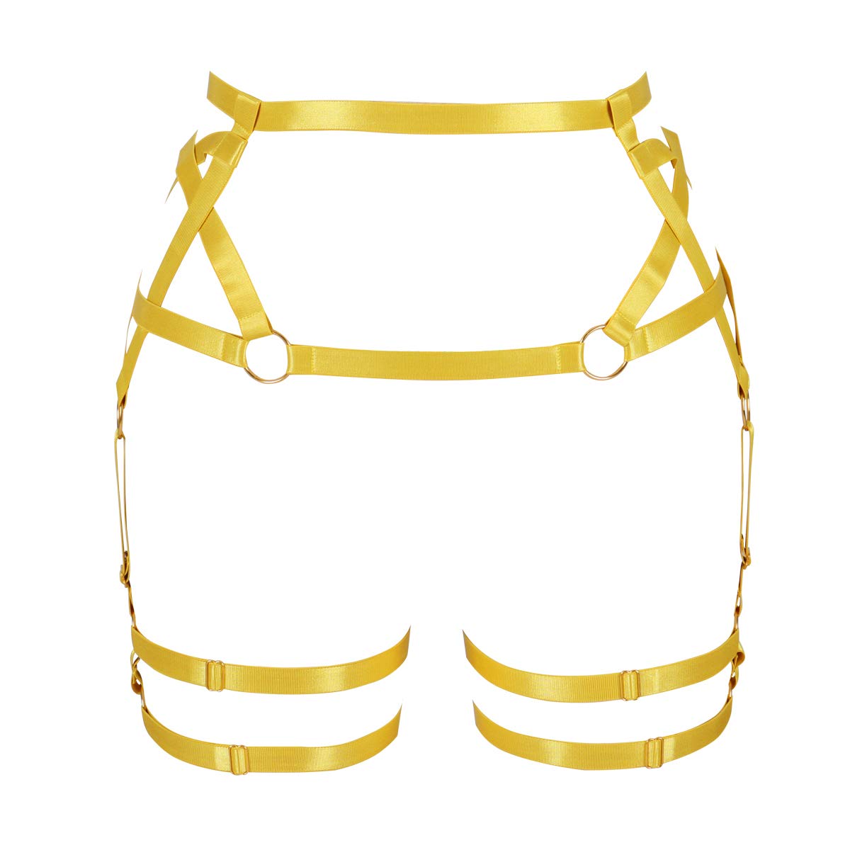 Sexy Women's Gothic Pentagram Harness Garter Belt - Punk Waist & Thigh Straps Adjustable Lingerie for Stockings - Perfect for Halloween Costumes, BDSM Fashion, Gothic Parties and Alternative Night Out Outfits