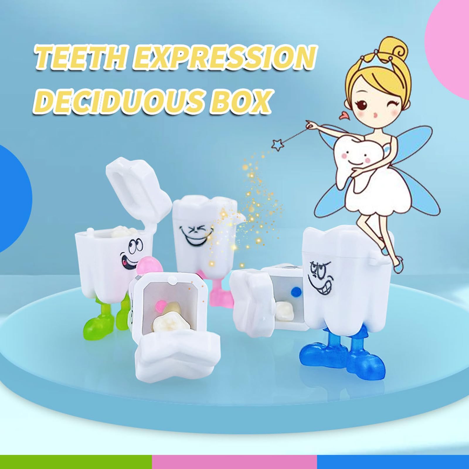50-Piece Baby Tooth Storage Box - Cute Cartoon Kids Teeth Organizer for First Tooth Keepsake - Plastic Milk Teeth Collection Case (3.5x2cm/1.4x0.8in) - Perfect for Baby Memory Books, Tooth Fairy Gifts & Childhood Memorabilia