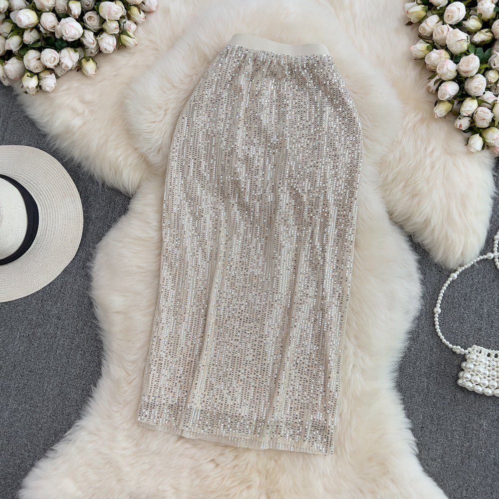 Sparkly Sequin Skirt for Women - High Waist Retro Straight Midi Skirt | Summer Party Outfit, Clubwear & Festive Occasion Fashion