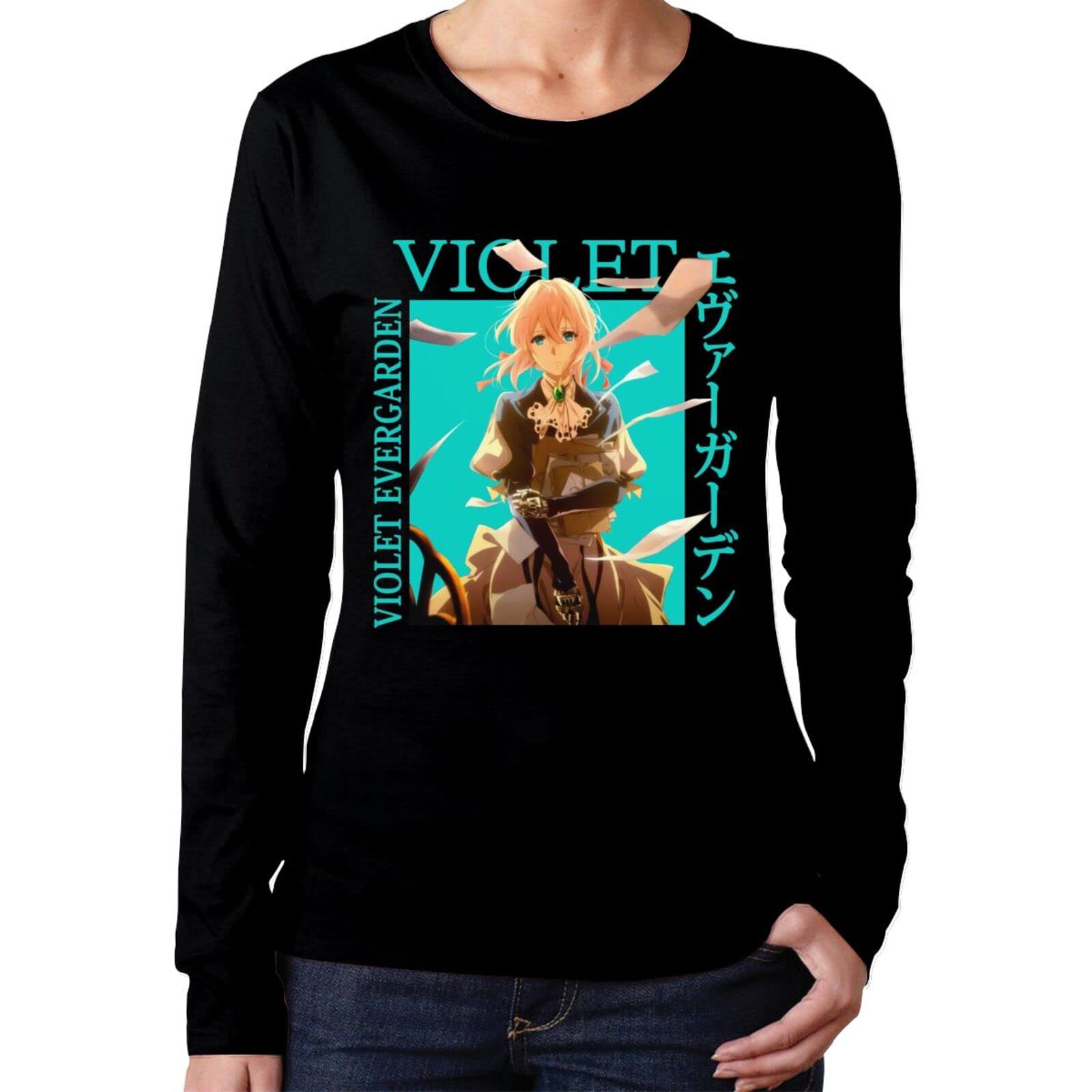 Violet Evergarden Anime Manga Long Sleeve Cotton T-Shirt for Women - Casual O-Neck Top for Cosplay, Gift & Everyday Wear