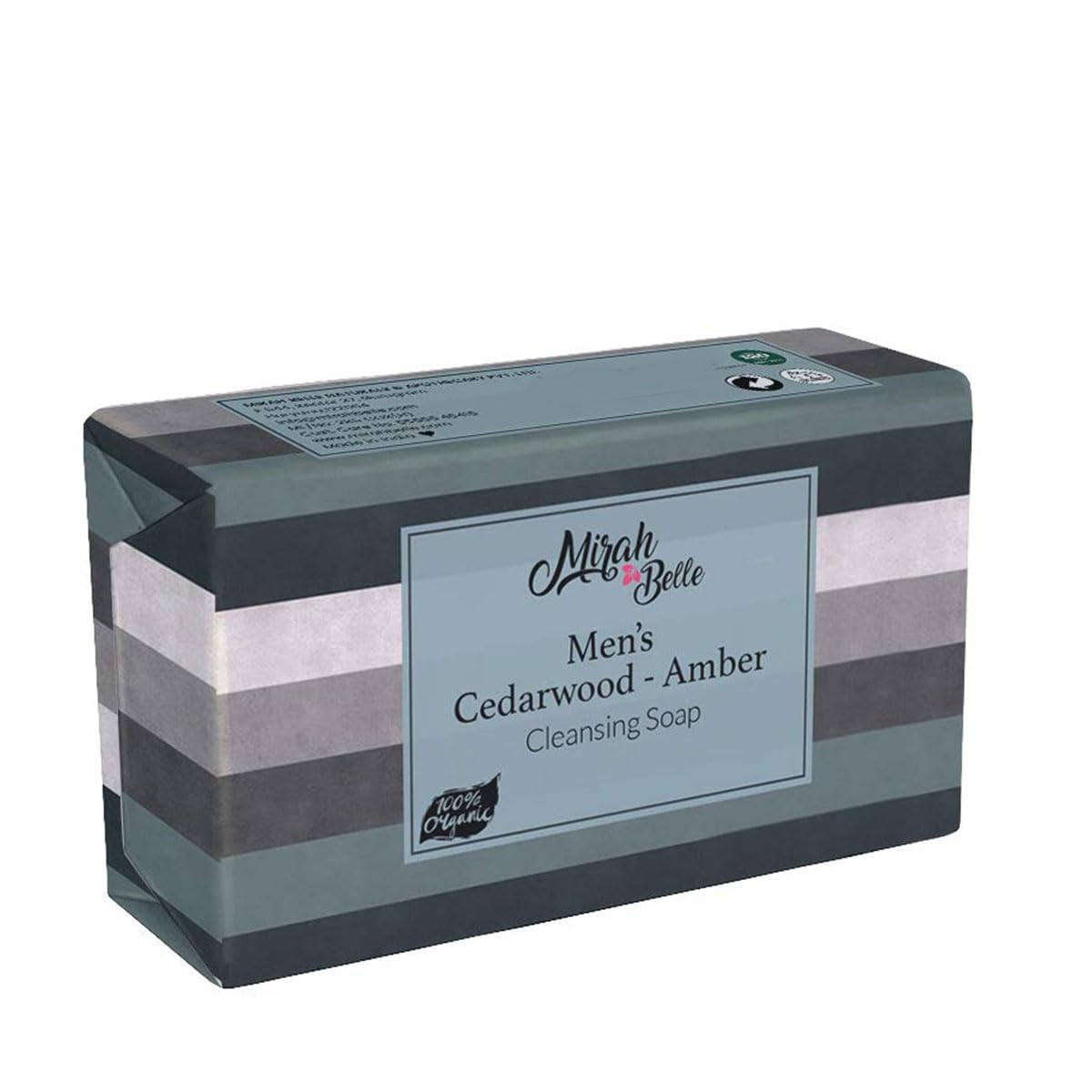 Mirah Belle Men's Soap Bar - Cedarwood & Amber Scent (Pack of 3, 125g Each) - Best for Acne Prone, Blemished & Oily Skin - Natural Face & Body Cleanser - 375g Total - Perfect for Shower, Gym & Travel Use