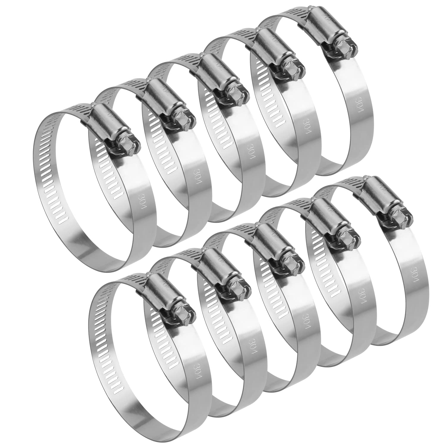 LOKMAN 10 Pack 3 Inch Stainless Steel Hose Clamps - Worm Gear Duct Clamps Adjustable 3-3.5 Inch (75-90mm) for Fuel Line, Dryer Vent, Pipe & Automotive Applications - Corrosion Resistant Heavy Duty Clamps for Plumbing, HVAC & Marine Use