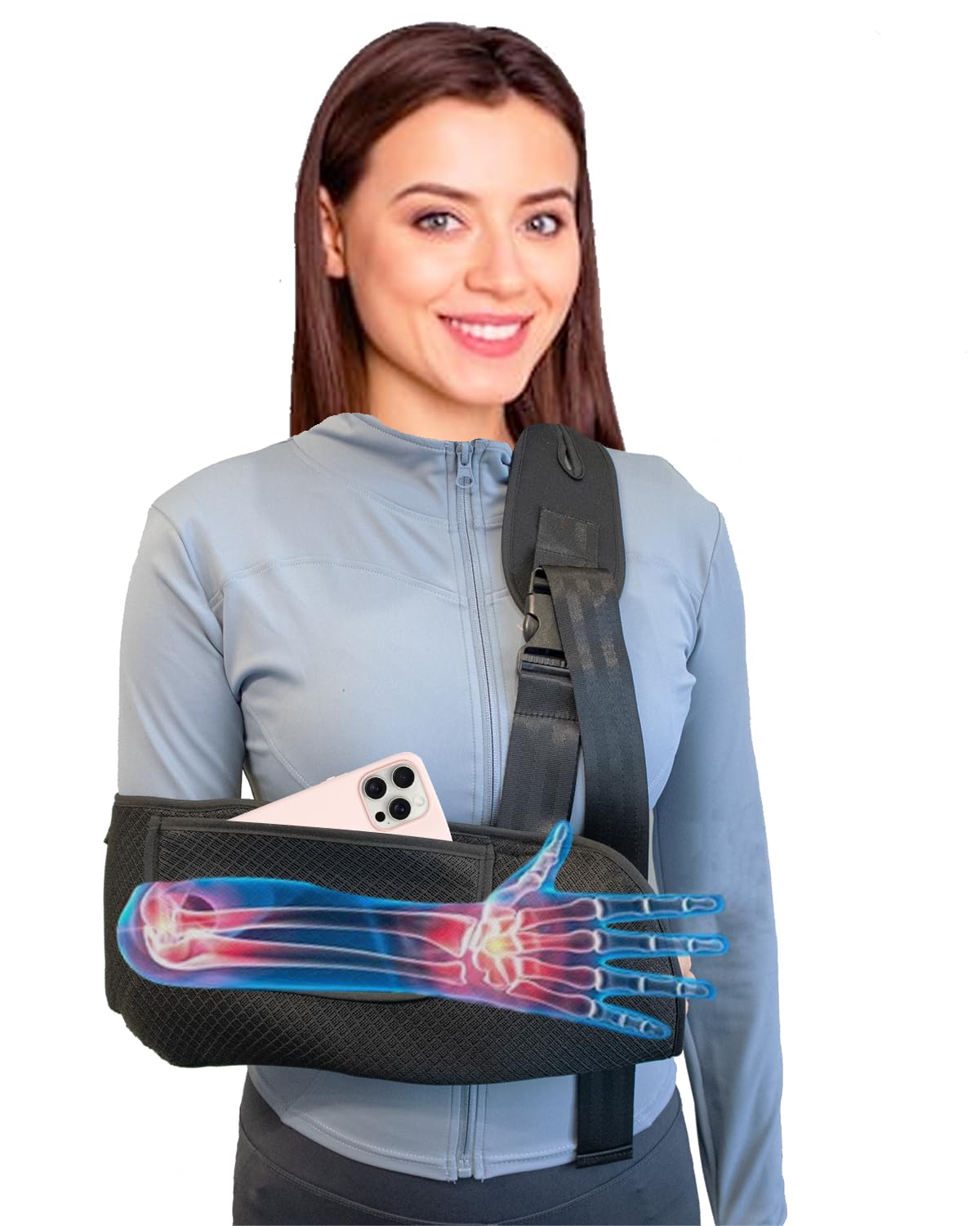 Upgraded Arm Sling with Comfort Straps & Convenient Pocket - Shoulder Immobilizer for Injuries & Fractures (Medium) - Ideal for Shoulder Pain, Elbow/Wrist Support & Rotator Cuff Recovery - Perfect for Post-Surgery, Sports Injuries & Daily Mobility