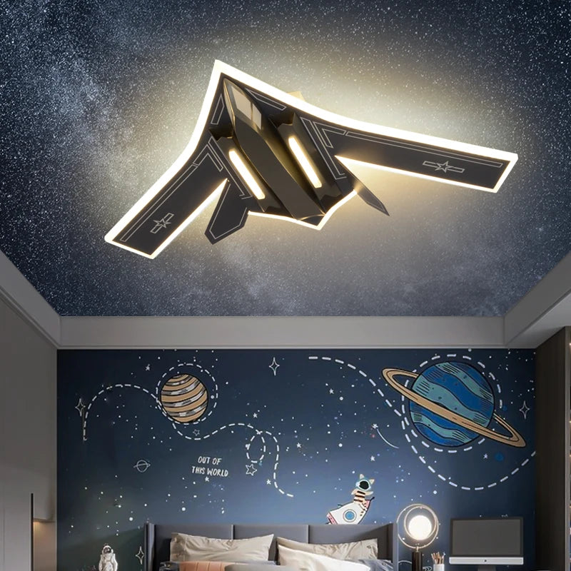 Fighter Jet Air Force One Ceiling Light for Kids Room - Military Aircraft Themed LED Night Light for Boys Bedroom, Nursery & Playroom - Perfect for Aviation Enthusiasts & Children's Decor