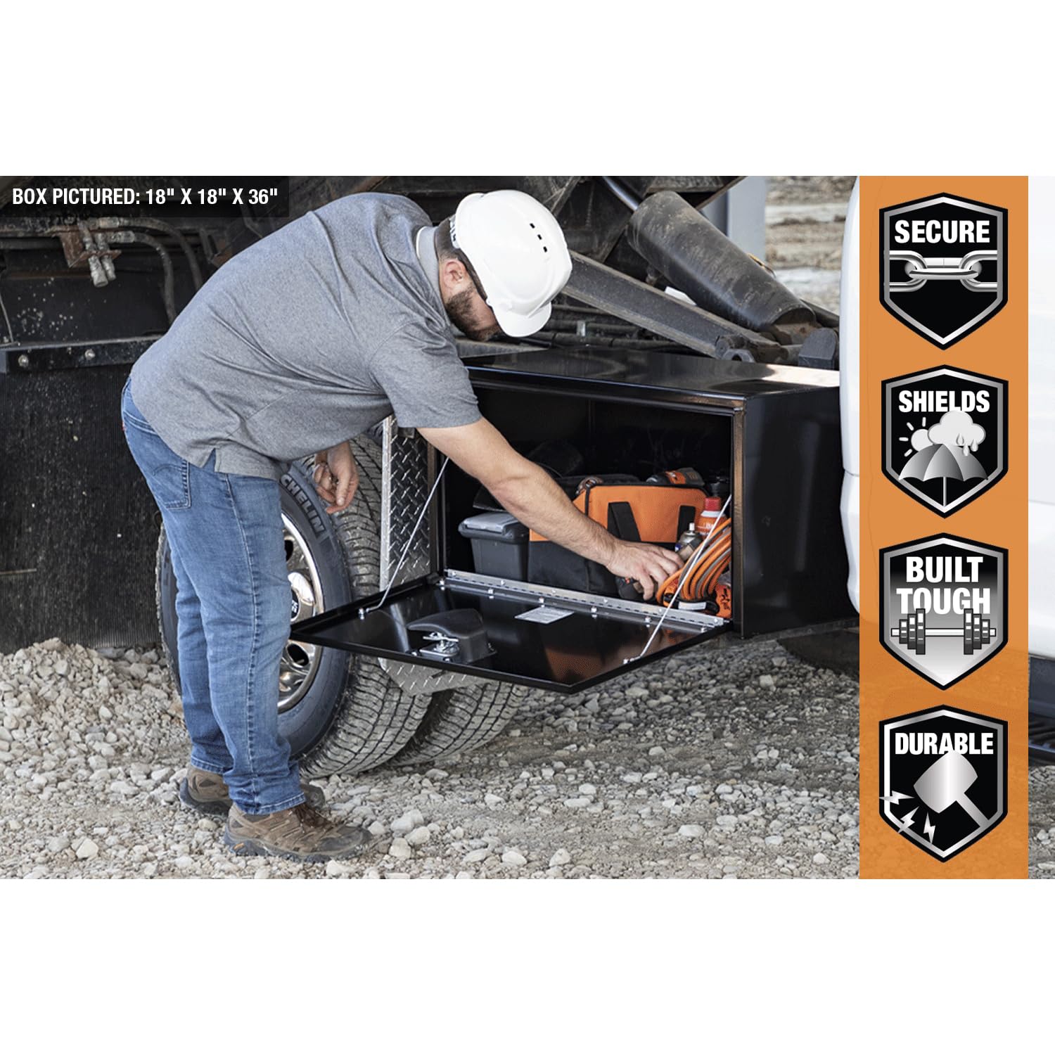 Buyers Products 1704305 Black Steel Underbody Truck Tool Box with Lockable T-Handle Latch - 24x24x36 Inch Heavy Duty Storage Chest | Made in USA | Perfect for Pickup Trucks, Work Vans & Construction Equipment Organization