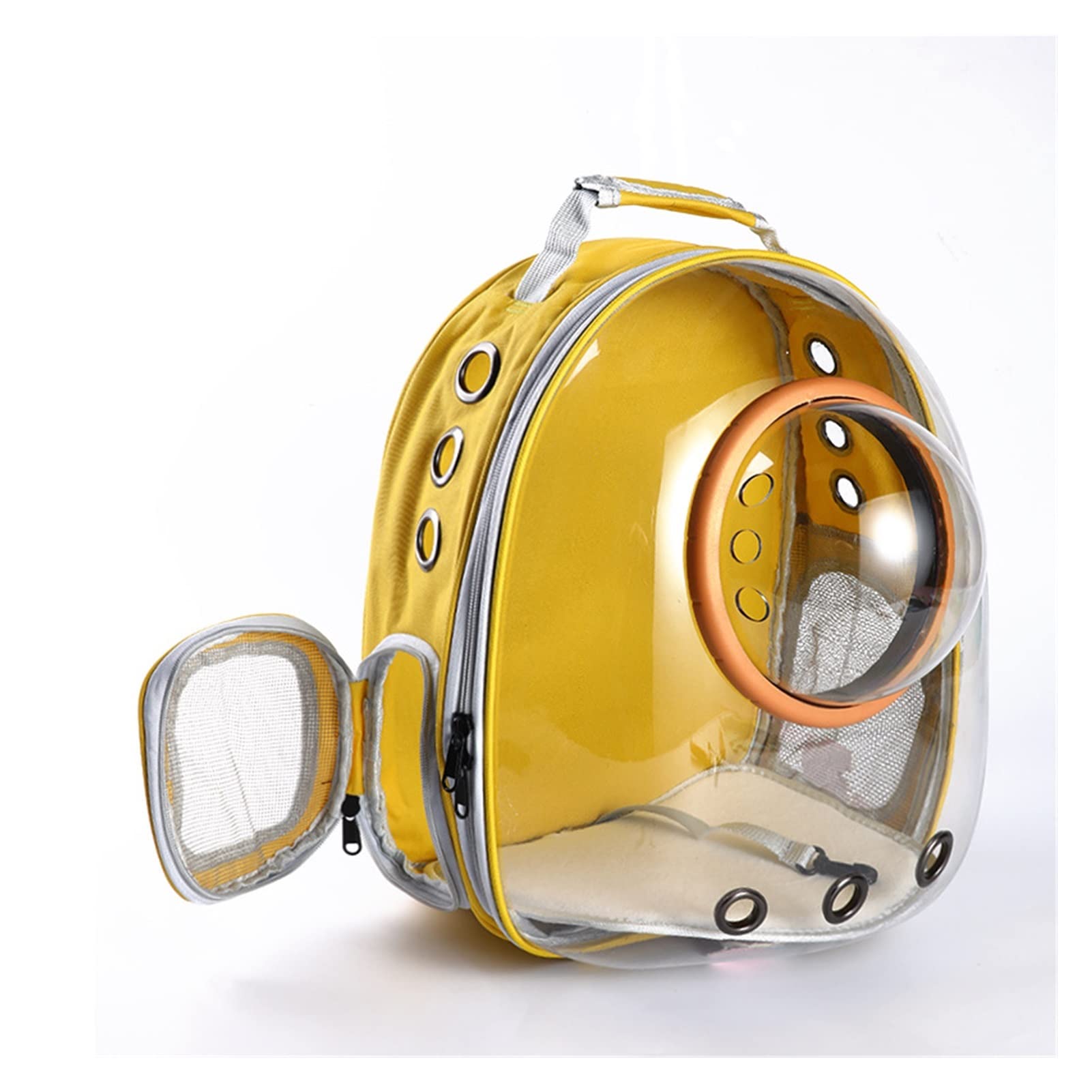 HYONLLA Transparent Pet Backpack - Foldable & Breathable Cat Carrier for Travel, Outdoor Adventures - Fashionable & Comfortable for Small Pets (Yellow, 35x29x45cm) - Perfect for Vet Visits, Hiking, and Daily Commutes