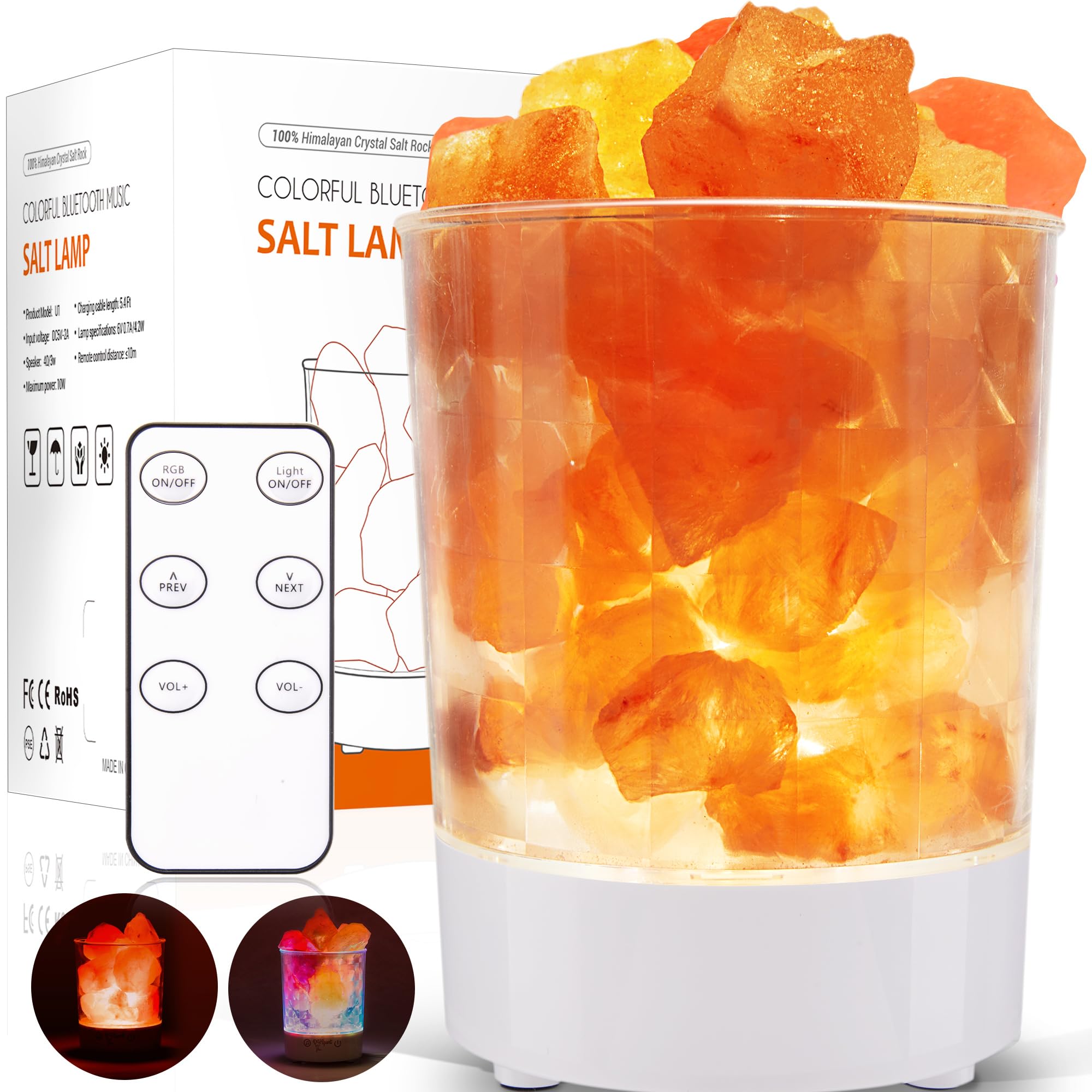 Himalayan Salt Lamp with Dimmer - Natural Crystal Rock Night Light, Sleep Aid & Aromatherapy Diffuser for Relaxation - Perfect Gift for Bedroom, Yoga, Meditation & Stress Relief