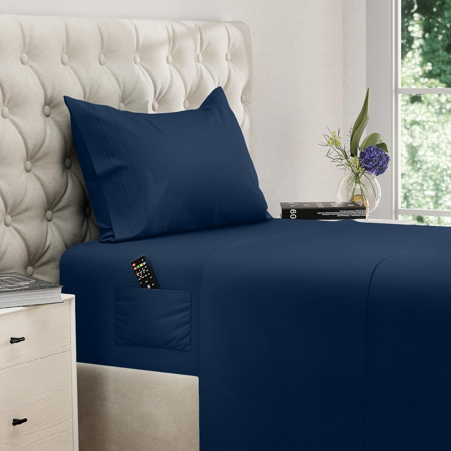 DREAMCARE Twin Sheets Set - 3 Piece Cooling Bed Sheet Set with 15