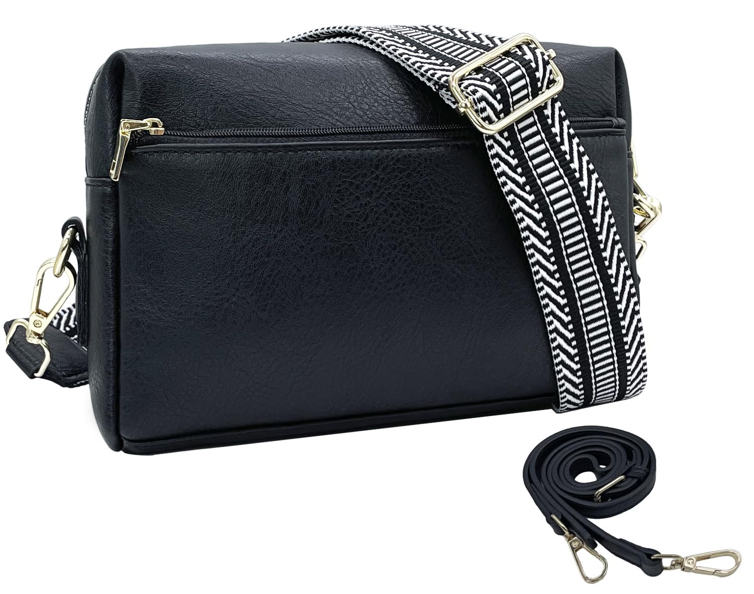 Ehsbuy Women's Vegan Leather Crossbody Bag - Adjustable Wide Strap & Leather Strap Small Shoulder Purse for Everyday Use, Travel & Camera Bag