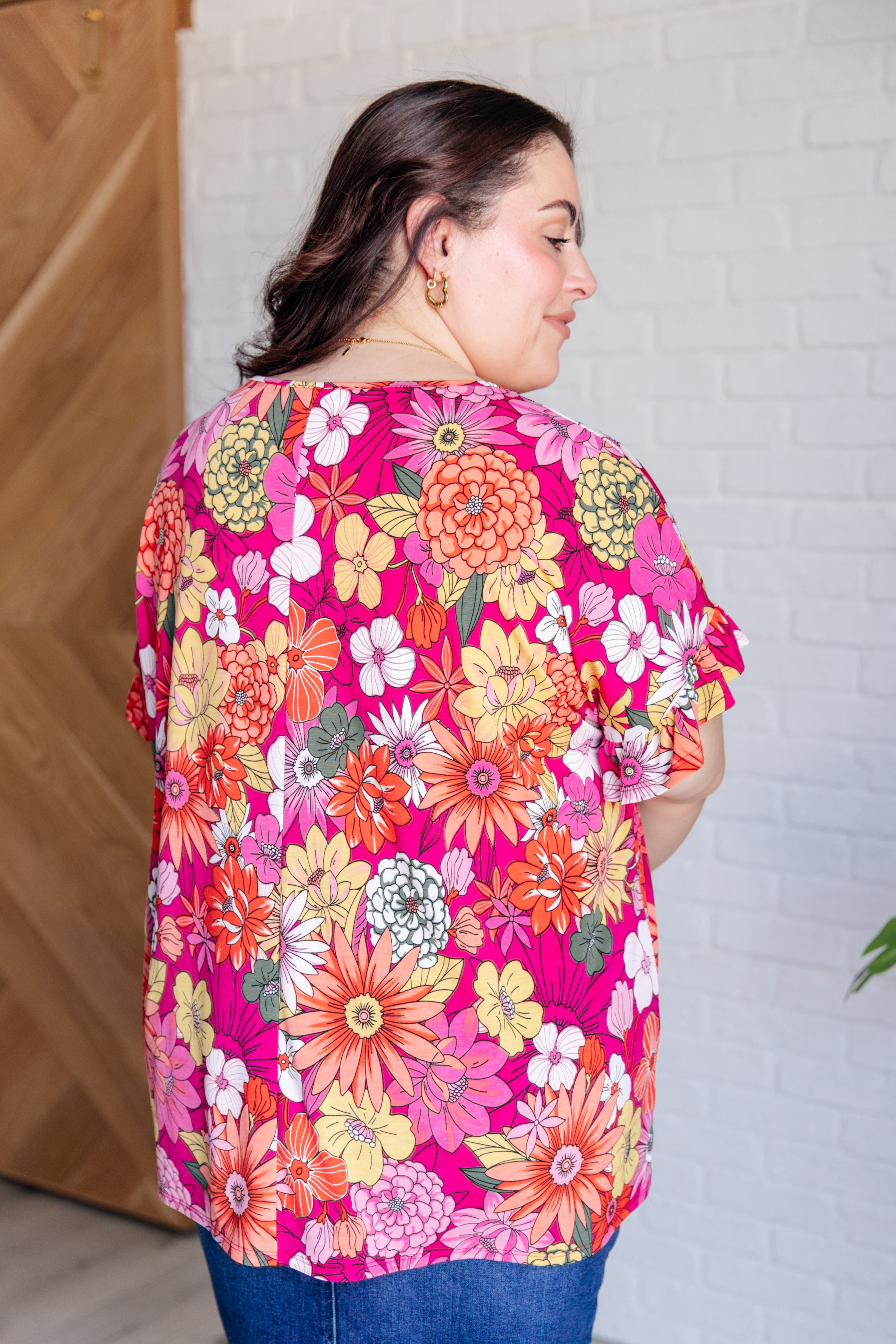 Flit About Floral Top in Pink - Women's Flowy Blouse with Floral Print | Perfect for Spring Outfits, Date Nights & Summer Vacations