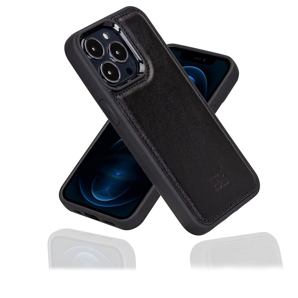 BOULETTA Premium Leather Magsafe Case for iPhone 13 Pro (6.1 inch) - Slim Protective Phone Cover for Men & Women in Black | Perfect for Work, Travel & Everyday Use