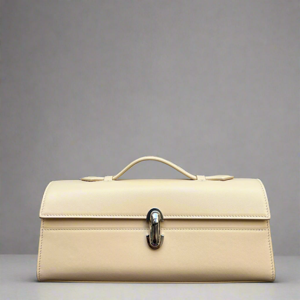 Slim Symmetry Smooth Calf Leather Crossbody Bag in Ecru - Small Size | Perfect for Everyday Use, Work, and Evening Outings