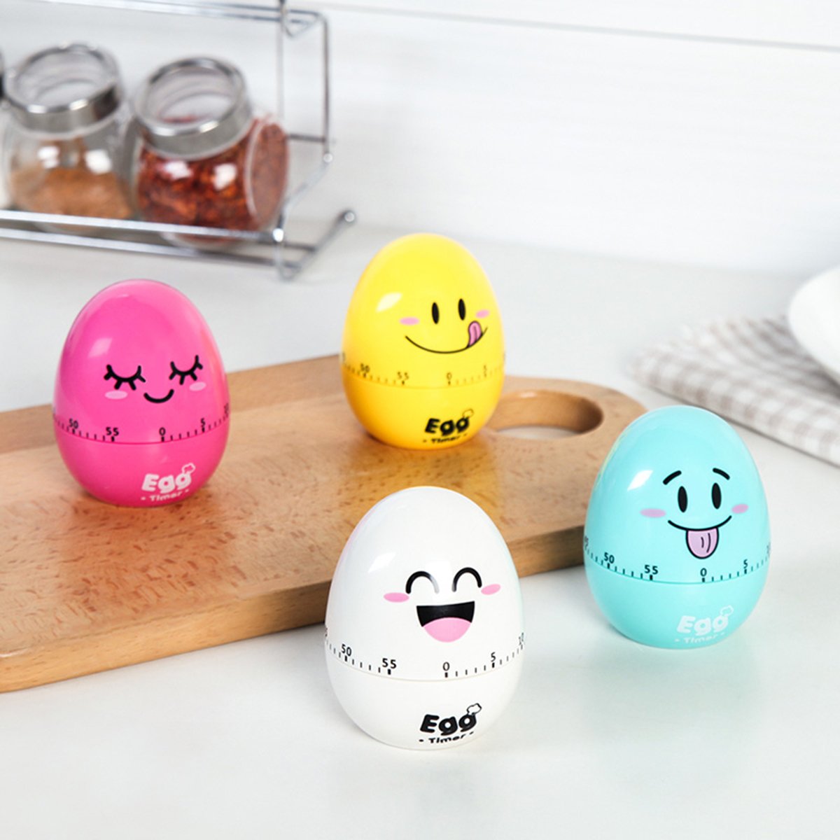 60 Minute White Funny Mechanical Kitchen Egg Timer - Perfect for Cooking, Baking, Kids & Home Use | Cute Countdown Timer for Eggs, Pasta, Baking Recipes & More