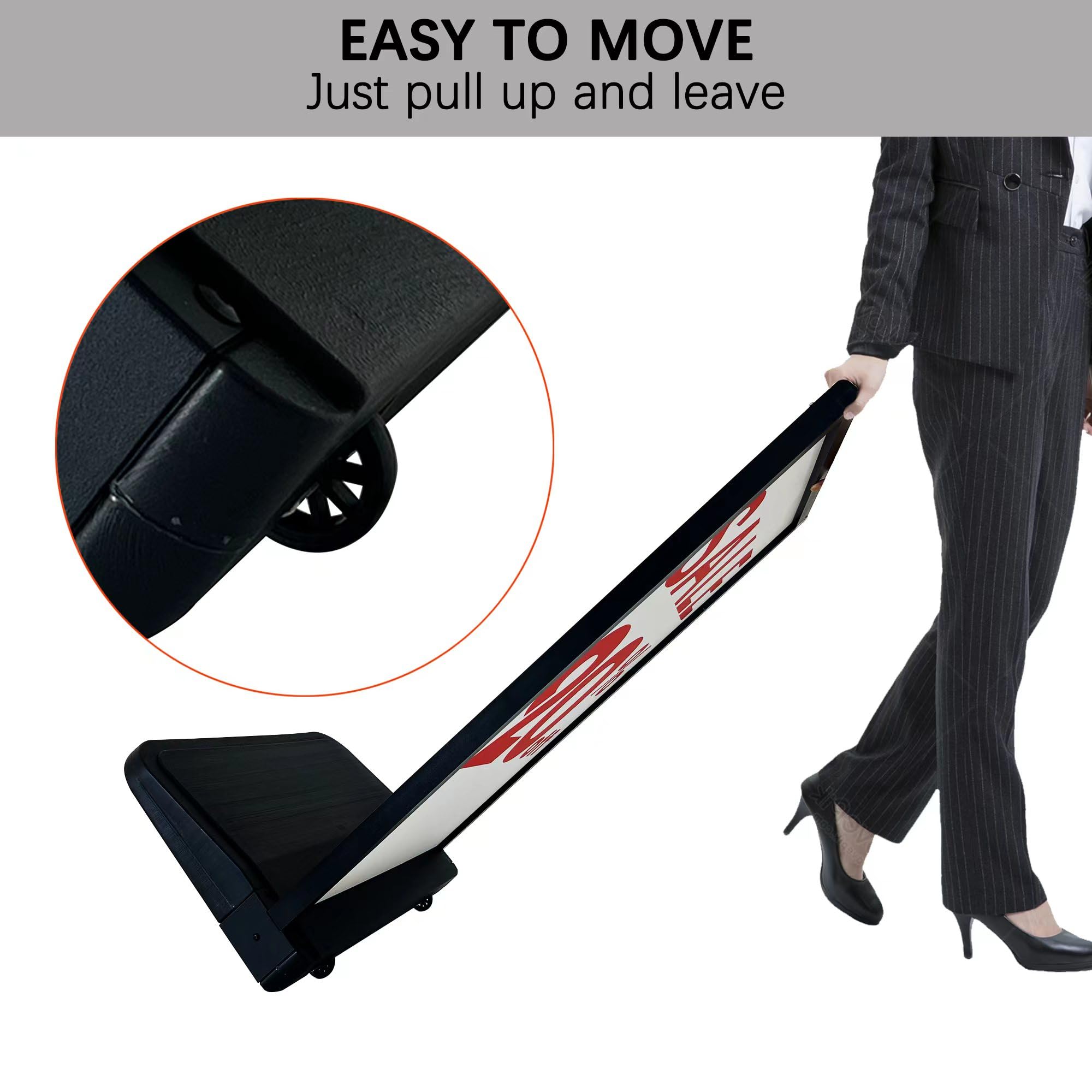 4UMedia&Displays Double-Sided A-Frame Floor Sign Holder with Wheels - Portable Sidewalk Advertising Board for Retail Stores, Restaurants & Events (Medium Size, Stand Only)