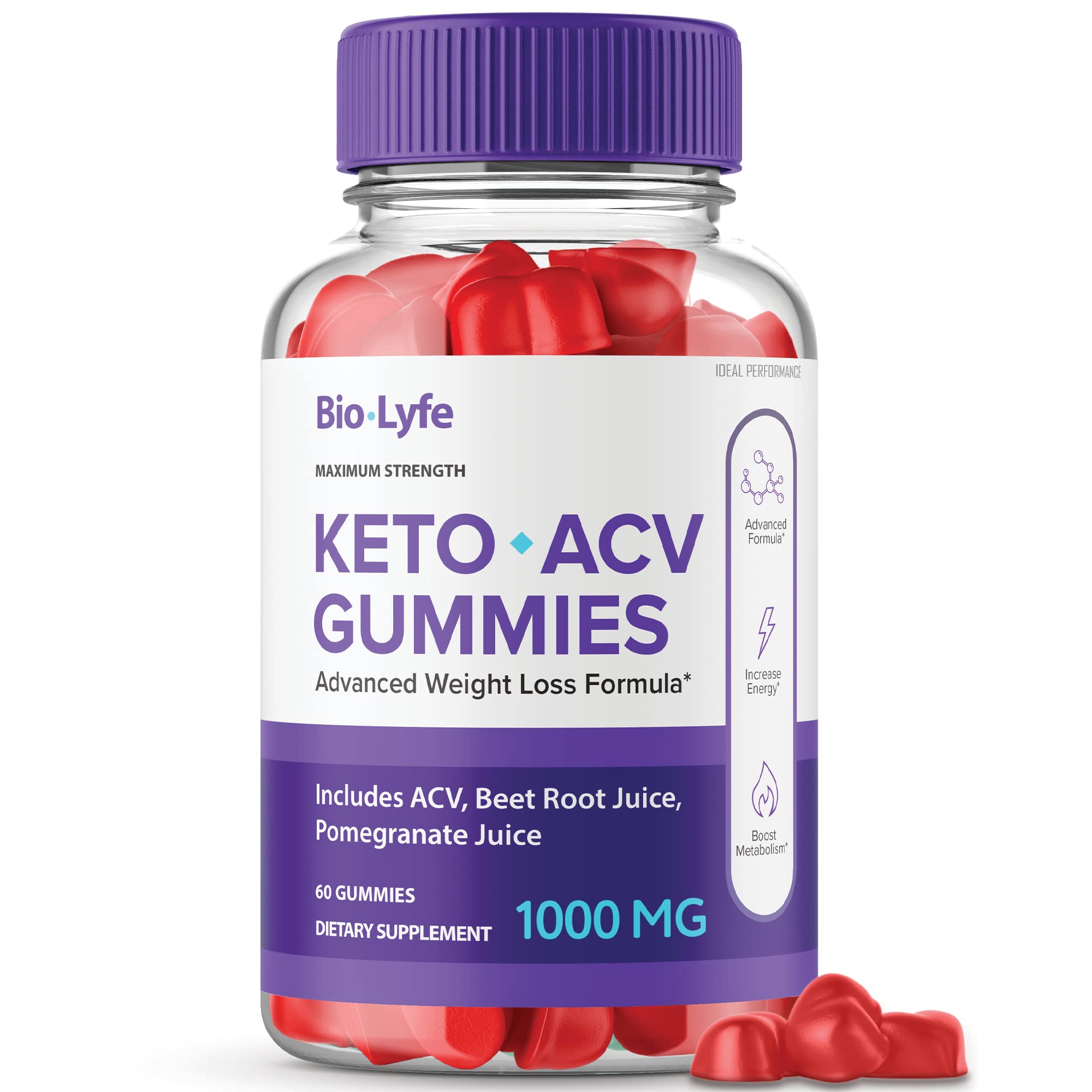 Biolyfe Keto Gummies with Apple Cider Vinegar - 60 Count | Weight Loss Supplement for Ketogenic Diet | Perfect for On-The-Go Healthy Snacking & Carb Control