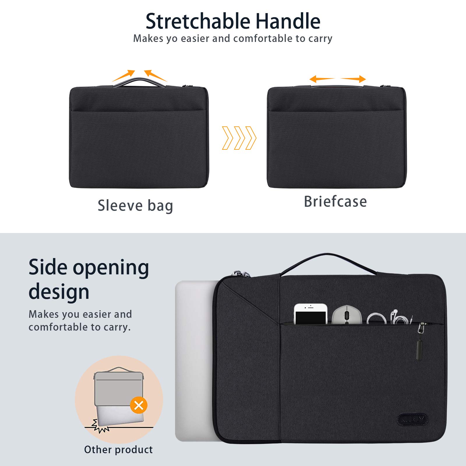 Premium 14-15.6 Inch Waterproof Laptop Sleeve Case - Shock Resistant Protective Cover for MacBook Air/Pro, HP, Dell, Lenovo, Asus Notebooks | Perfect for Business Travel, Commuting & School Use