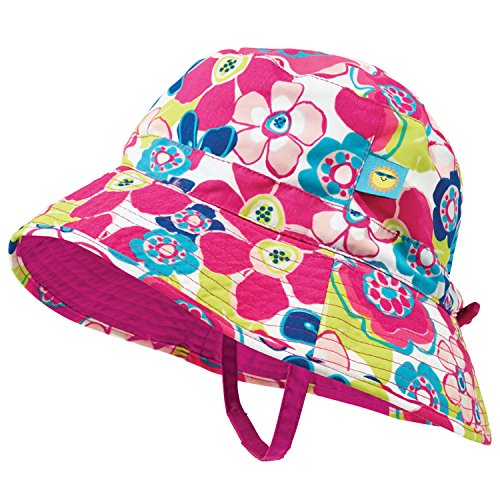 Sun Smarties Reversible Floral Baby Sun Hat - Pink & Blue, X-Small for Girls | UV Protection for Outdoor Play, Beach & Park Adventures