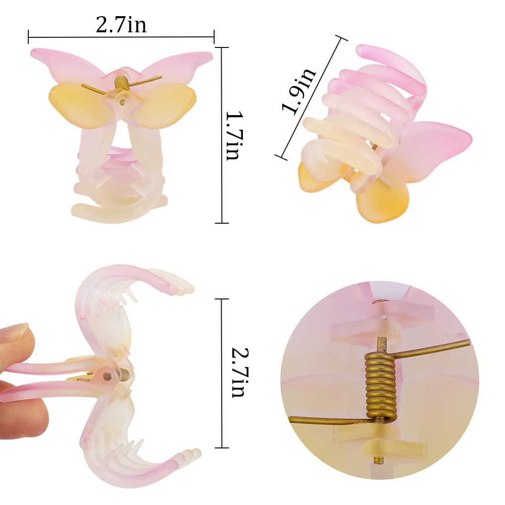 Butterfly Hair Clips for Women - 4 Pack Matte Medium Hair Claw Clips for Thick or Thin Hair, Non-Slip Hair Accessories for Girls & Women - Perfect for School, Work, Parties & Everyday Styling