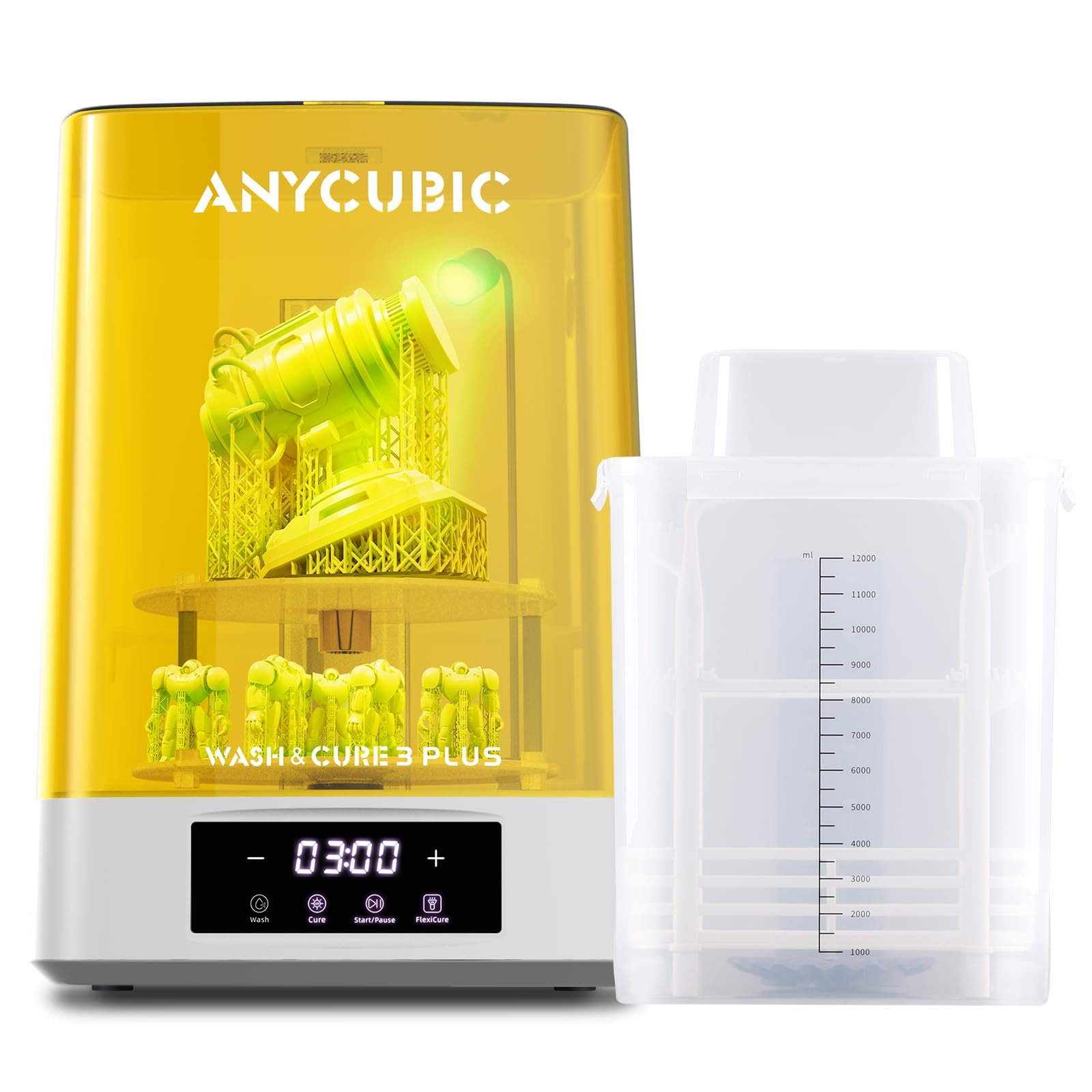 ANYCUBIC Wash and Cure 3 Plus Station - Upgraded 3D Printer Resin Cleaning & Curing Machine with Gooseneck Light, Dual-Layer Design & IPA Saving | Compatible with Photon Mono M5s/M7 Pro/Saturn LCD/SLA/DLP Printers | Perfect for Post-Processing 3D Printed Models