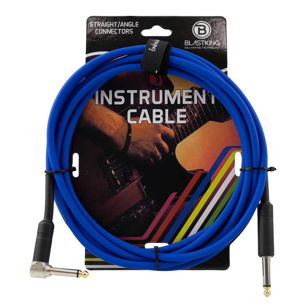 Blastking CGTR 10 Ft Professional Instrument Cable with Straight/Angle Connectors - Perfect for Guitar, Bass & Audio Equipment - Studio & Live Performance Use