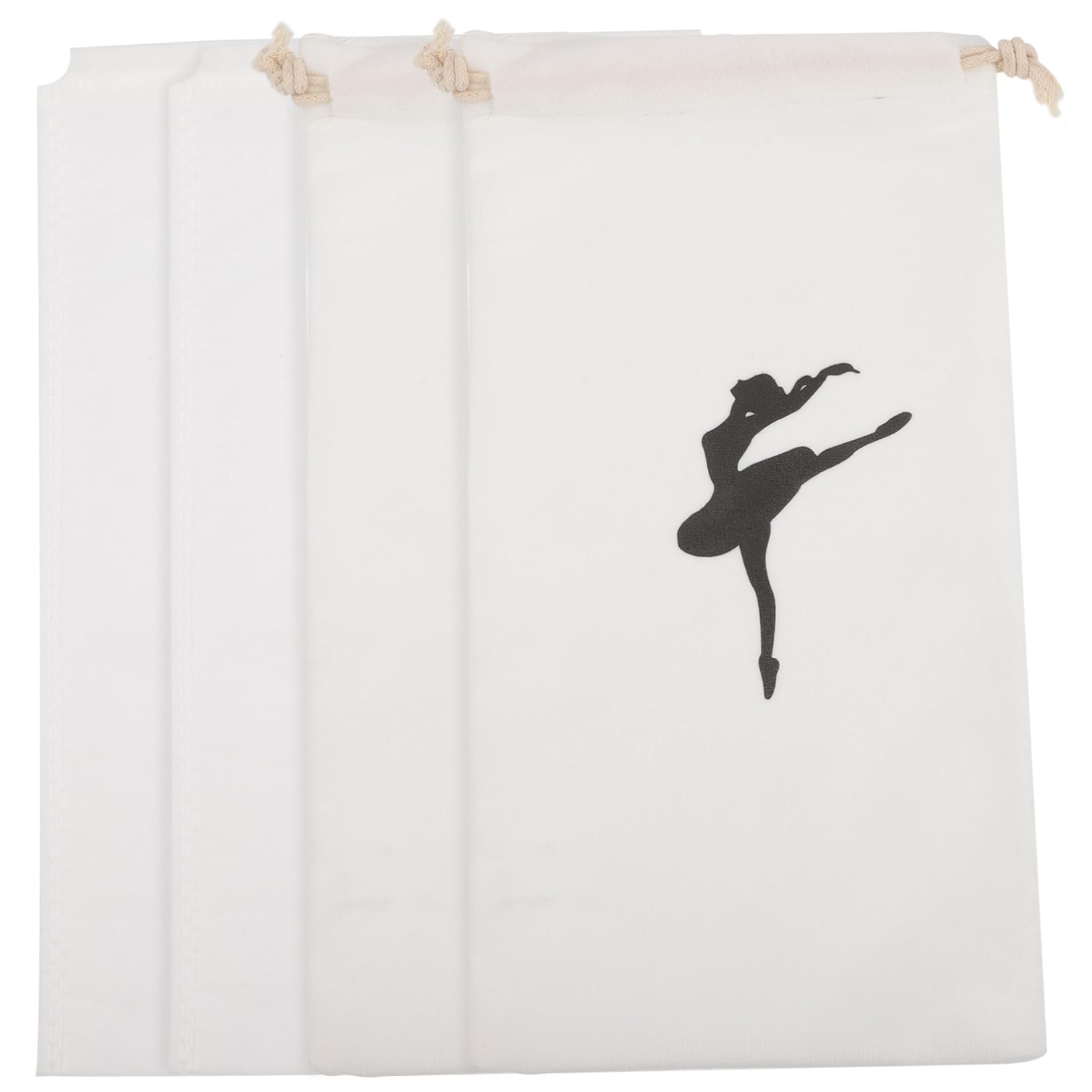 WESIEVYA 4-Pack Drawstring Dance Shoe Bags - Breathable & Washable Ballet Shoe Pouches for Ballet, Jazz, Tap - Perfect for Dance Classes, Recitals & Travel
