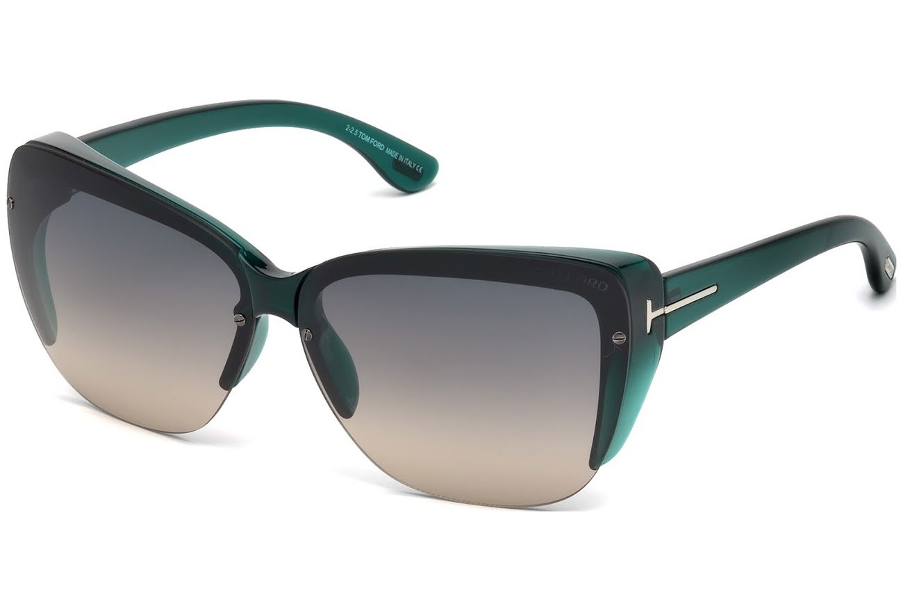Tom Ford FT0457 87B POPPY Clear Teal Square Sunglasses for Women - Stylish UV Protection Shades for Beach, Driving & Outdoor Fashion