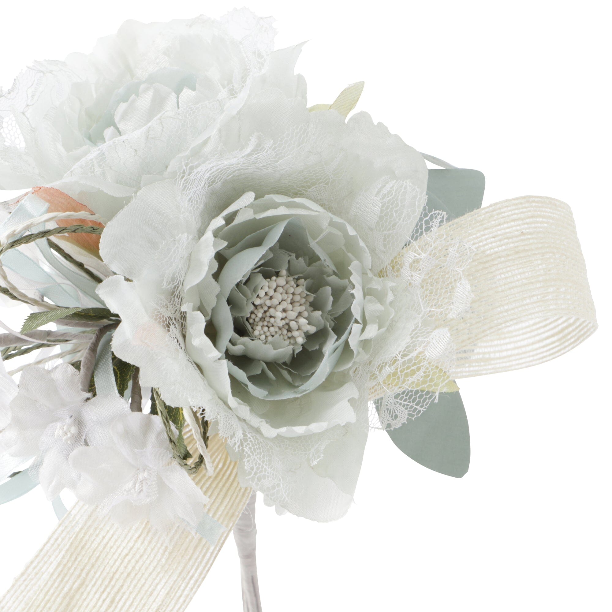 Elegant Mint Green Lace Peony Bouquet - Perfect for Weddings, Home Decor, and Special Occasions