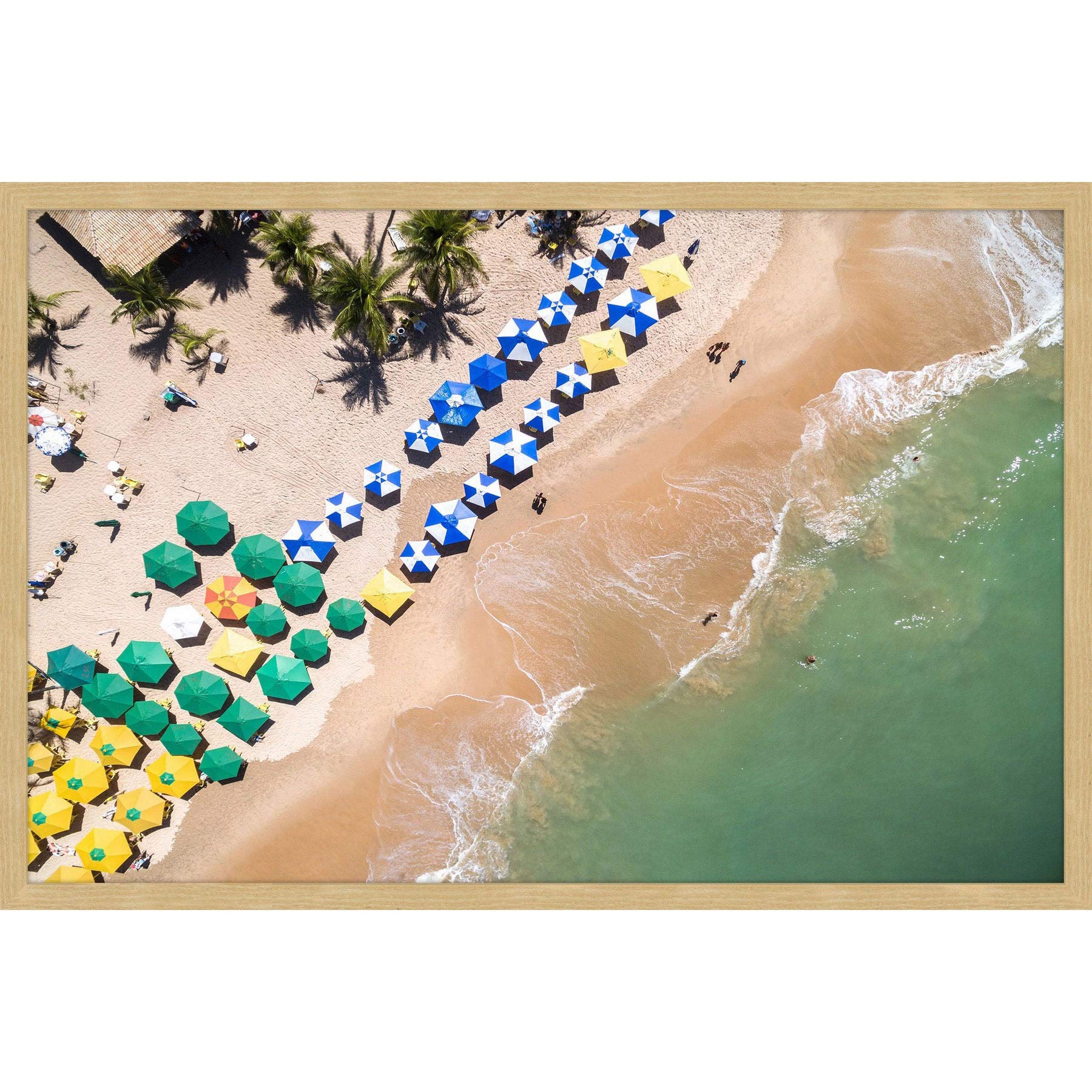 Handmade Beach Umbrella Framed Print 18x12 by Marmont Hill - Coastal Wall Decor for Living Room, Bedroom & Beach House