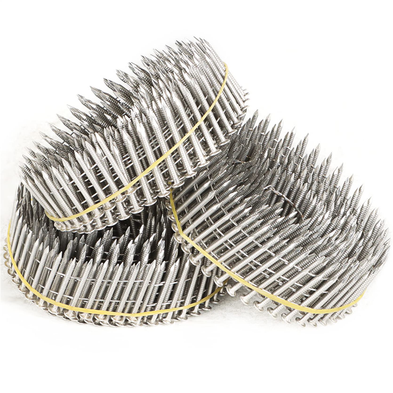 3600 Count 1-1/4 Inch 15-Degree Collated Wire Coil Nails - 0.09 Inch Ring Shank Stainless Steel Siding Nails for Lathing, Sheathing & Framing - Perfect for Roofing, Fencing & Exterior Construction Projects