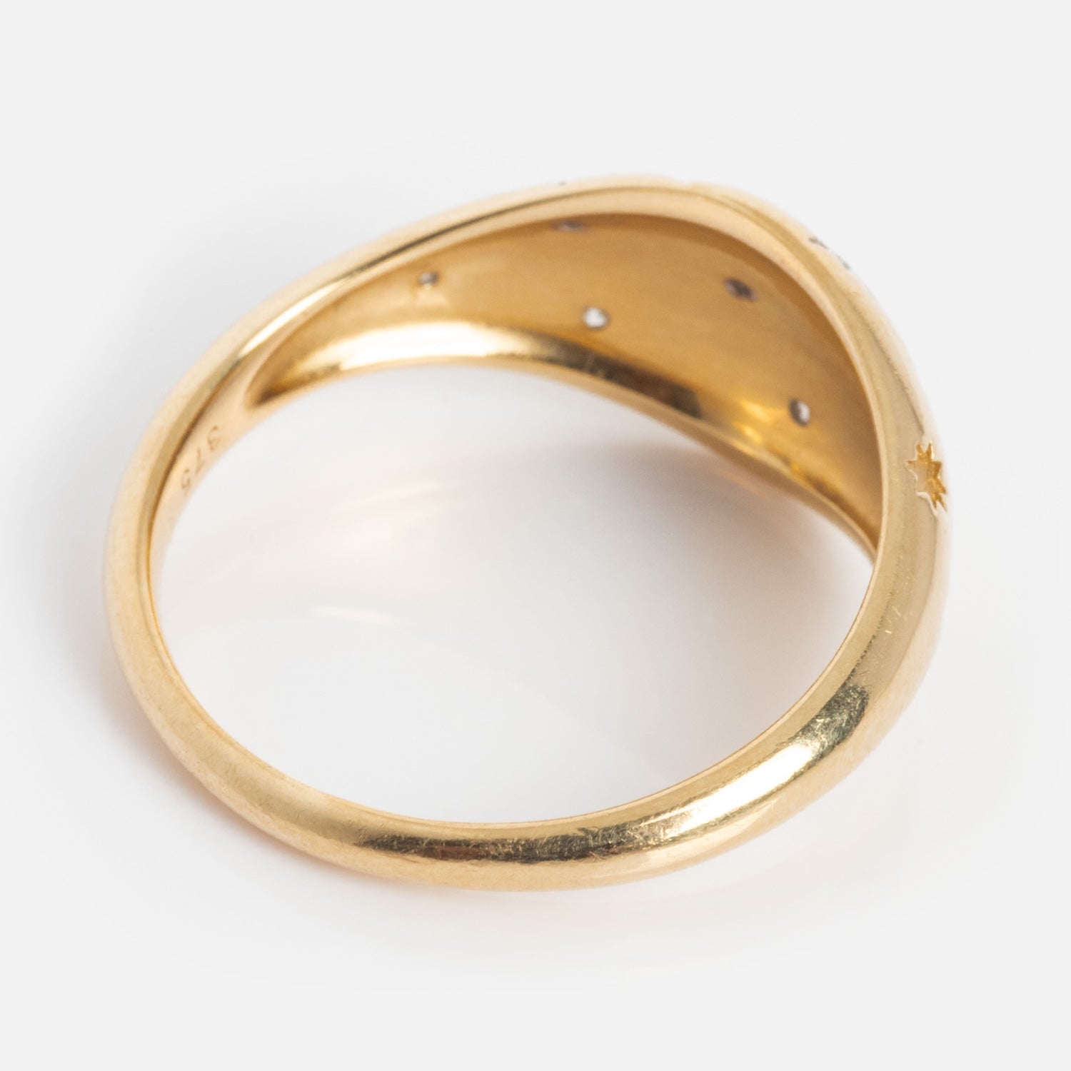 Solid Gold Star Crossed Dome Pinky Ring for Women - 14K Gold Minimalist Stackable Ring - Perfect for Gifts, Weddings & Everyday Elegance
