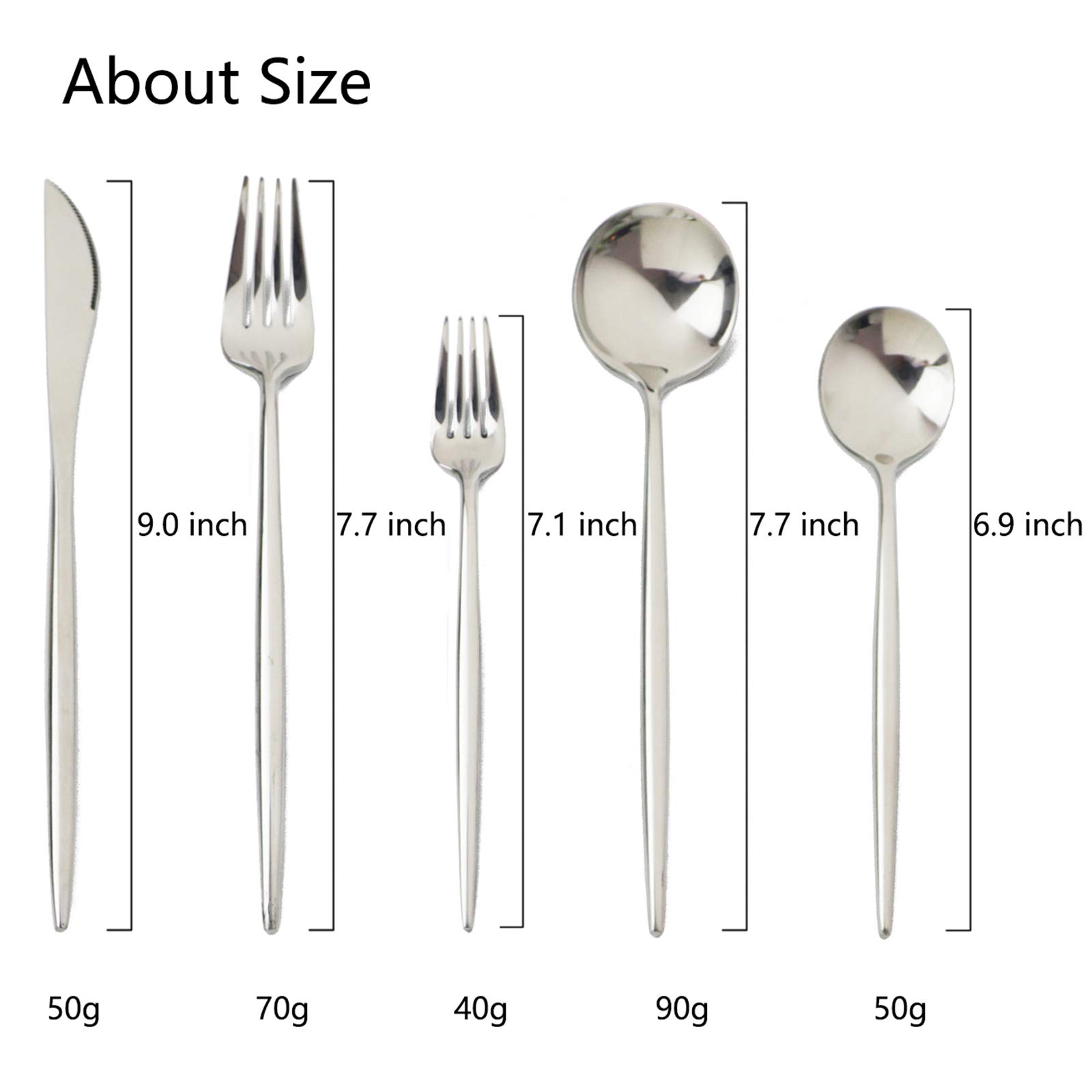 Premium 20-Piece Flatware Set - 18/10 Stainless Steel Silverware for 4 People - Heavy Duty Mirror Polished Dinner Knives, Forks & Spoons - Dishwasher Safe Restaurant-Grade Cutlery - Elegant Gift for Weddings, Housewarming & Dinner Parties (Silver)