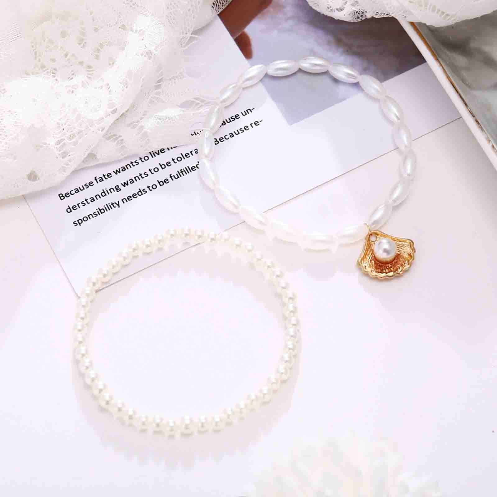 Bohemian Layered Pearl Anklet - Adjustable Gold Scallop Dangle Ankle Bracelet with Oval Pearls & Cowrie Shells | Summer Beach Jewelry for Women | Perfect for Vacations, Weddings & Boho Fashion