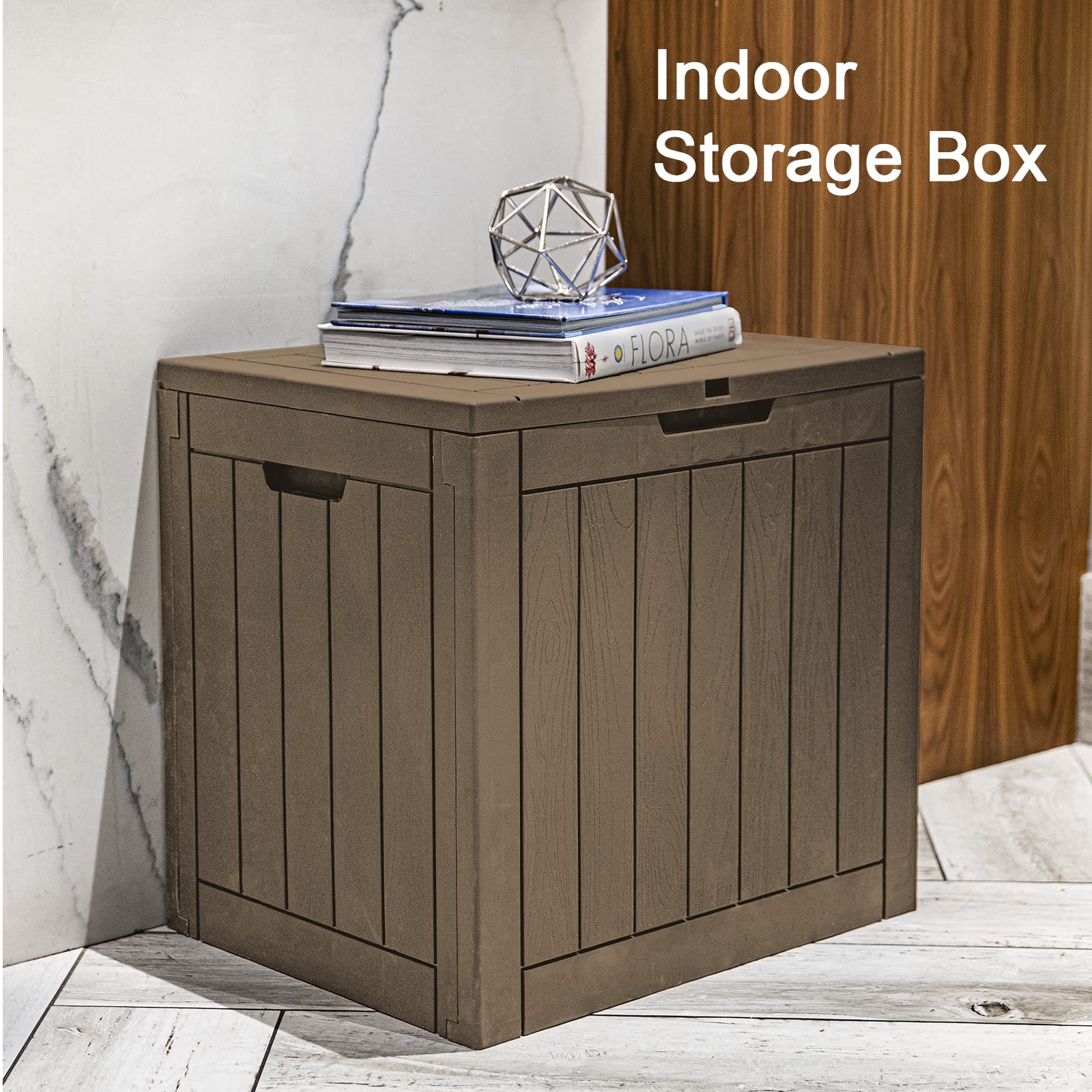 30 Gallon Waterproof Deck Box with Lock - Outdoor Storage for Patio Tools, Cushions, Garden Supplies & Pool Accessories | Durable Taupe Delivery Box for Backyard, Deck & Poolside Organization