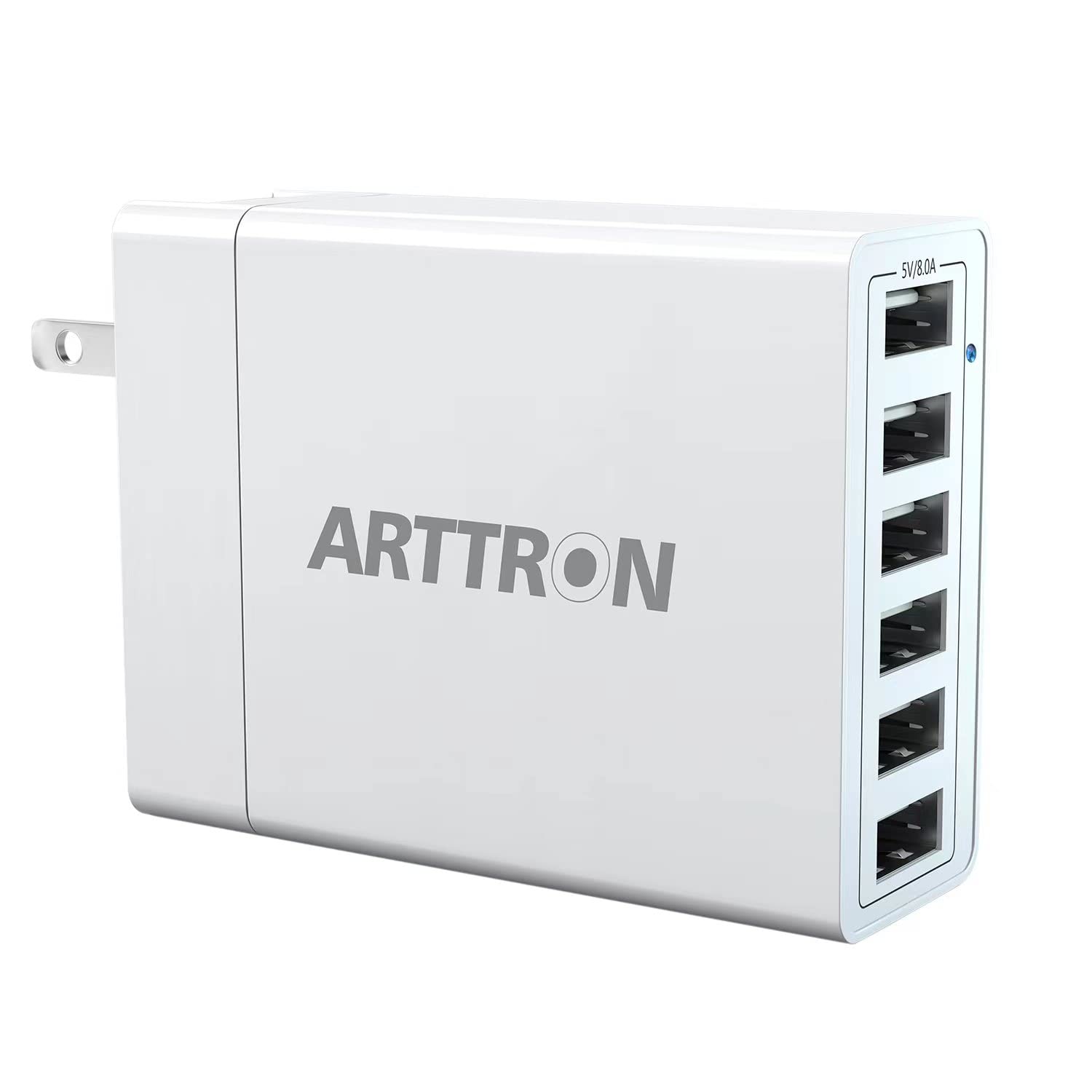 40W 6-Port USB Wall Charger Adapter - Fast Charging Station for iPhone, iPad, Tablets & Smartphones | Foldable Plug & Lightweight Design | Perfect for Home, Office & Travel Use