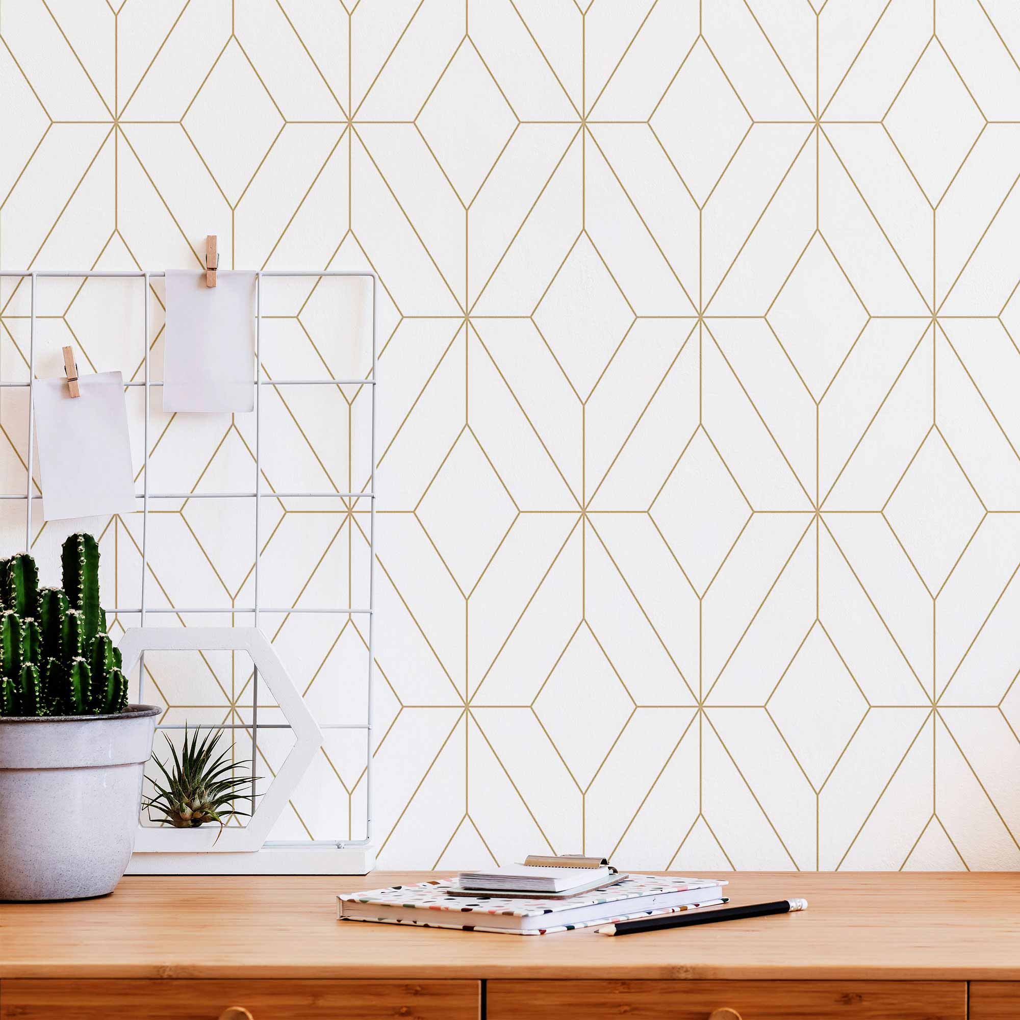 Yellow Lattice Peel and Stick Removable Wallpaper - Self-Adhesive Decorative Wall Covering for Bedroom, Living Room, Kitchen & Office Decor