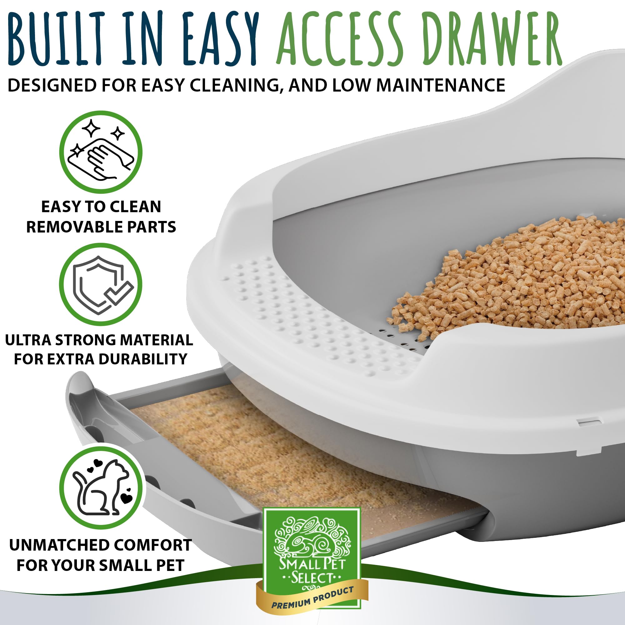 Premium Sifting Cat Litter Box with Scoop & Pee Pads - Easy Clean for Cats & Small Pets at Home