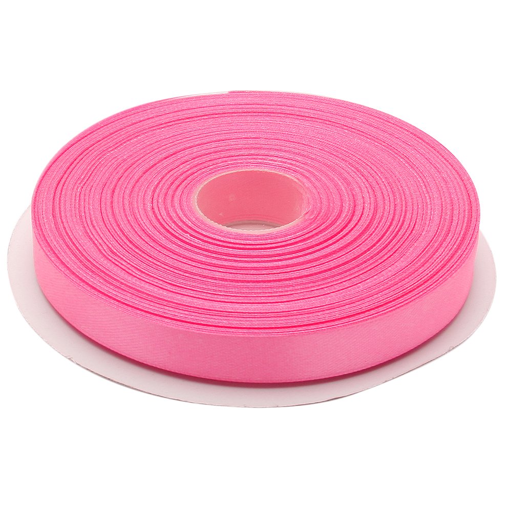 Topenca 1/2 Inch x 50 Yards Double Sided Satin Ribbon Roll - Pink Solid Color Ribbon for Gift Wrapping, Wedding Decorations, DIY Crafts & Party Favors