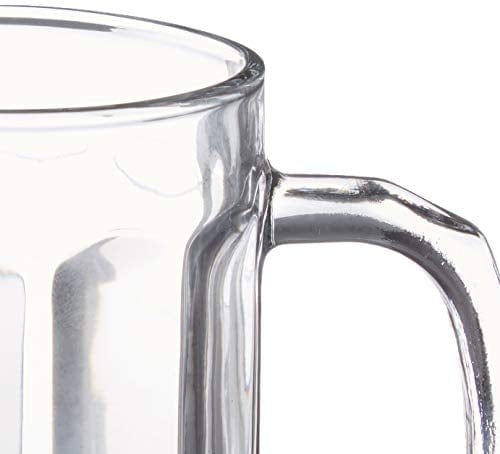 Circleware Glass Beer Mugs with Handle - Set of 2 Heavy Base 16.4 oz Clear Drinking Glasses for Beer, Water, Wine & Juice - Perfect for Home Bar, Parties, Restaurants & Gifts