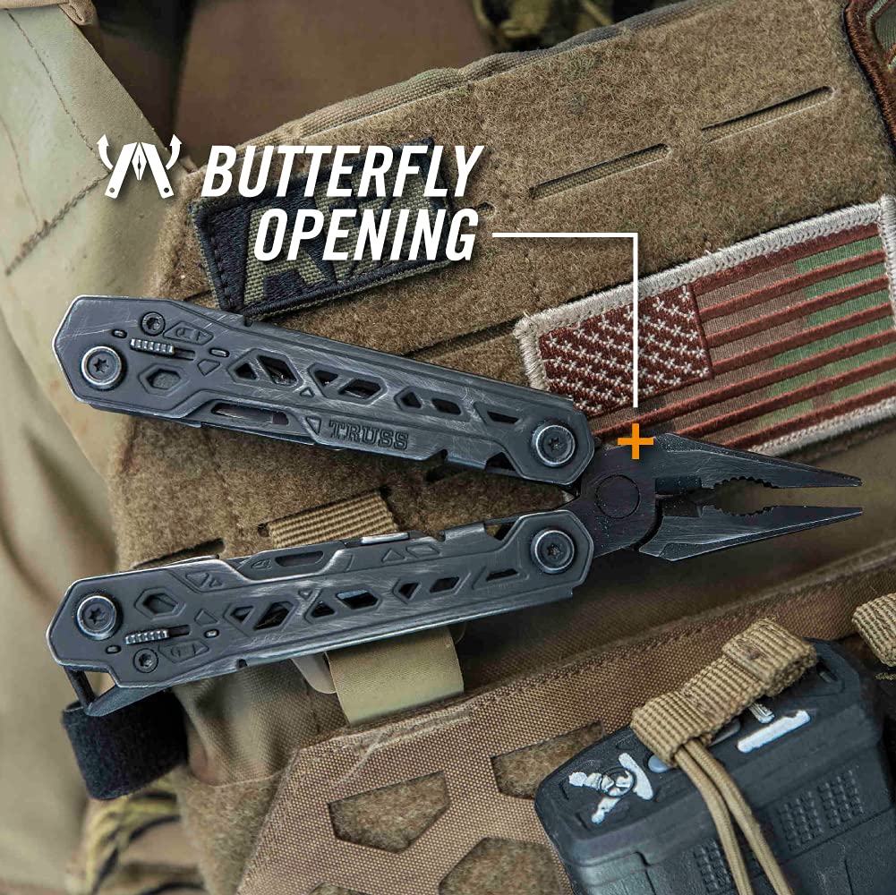 Gerber Gear Truss 17-in-1 Multi-Tool with Needle Nose Pliers, Pocket Knife, Screwdrivers & Bottle Opener - Compact EDC Tool for Camping, Hiking, Fishing & Survival - Perfect Gift for Men & Outdoor Enthusiasts - Includes Molle-Compatible Black Sheath