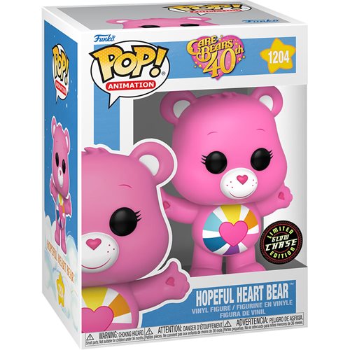 Care Bears 40th Anniversary Hopeful Heart Bear Glow-in-the-Dark Pop! Vinyl Figure [Chase Variant] - Limited Edition Collectible for Fans & Gift Idea for Birthday, Christmas, or Display