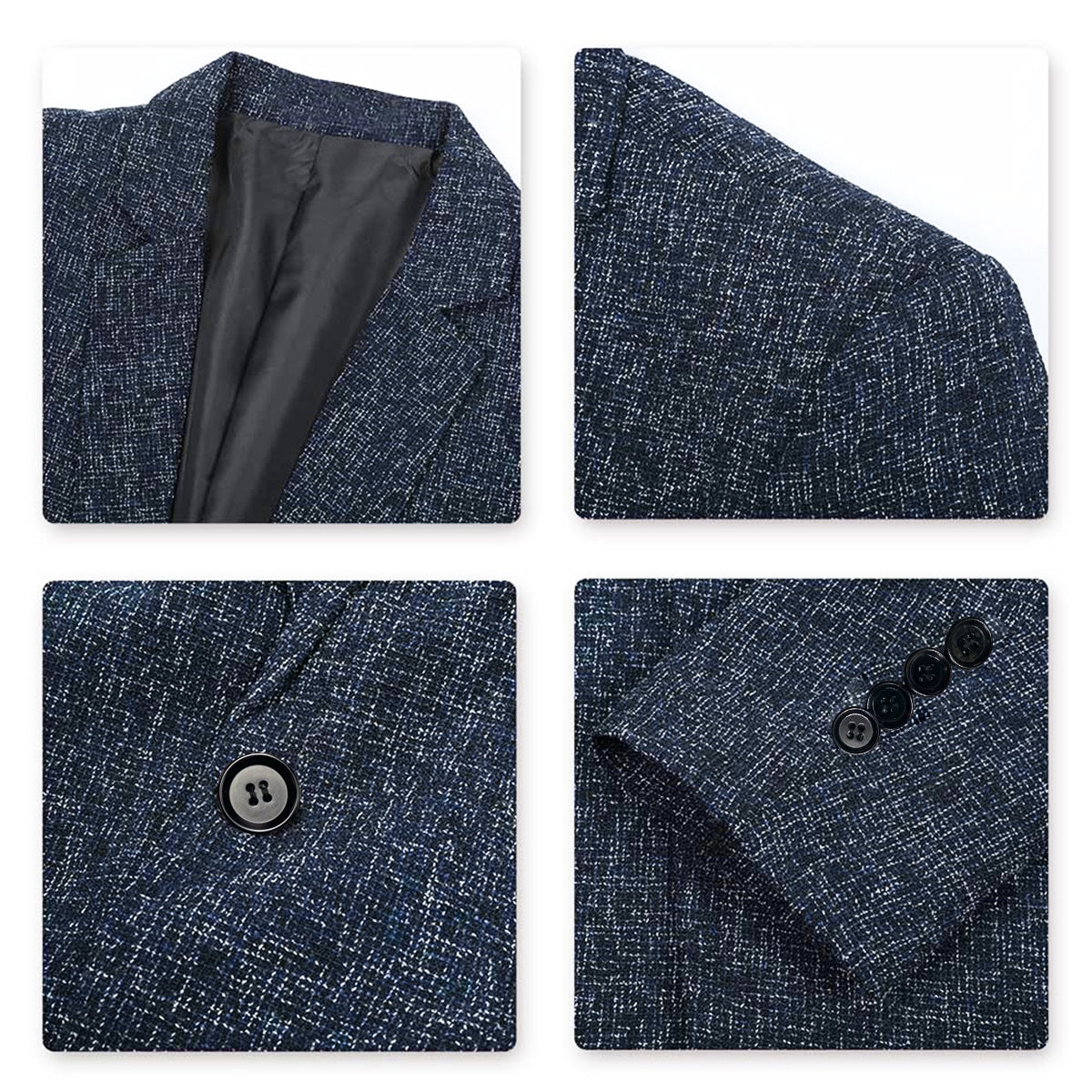 Men's Slim Fit Notch Lapel Single Breasted Blazer Jacket in Navy Blue | Business Casual & Wedding Attire