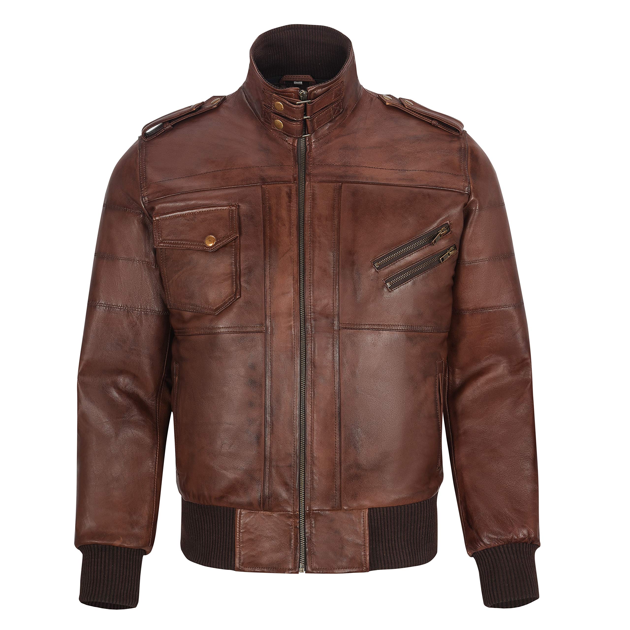 Men's Brown Leather Jacket with Removable Hood - Stylish Motorcycle Jacket for Bikers & Outdoor Enthusiasts | Perfect for Riding, Casual Wear & Cool Weather Protection